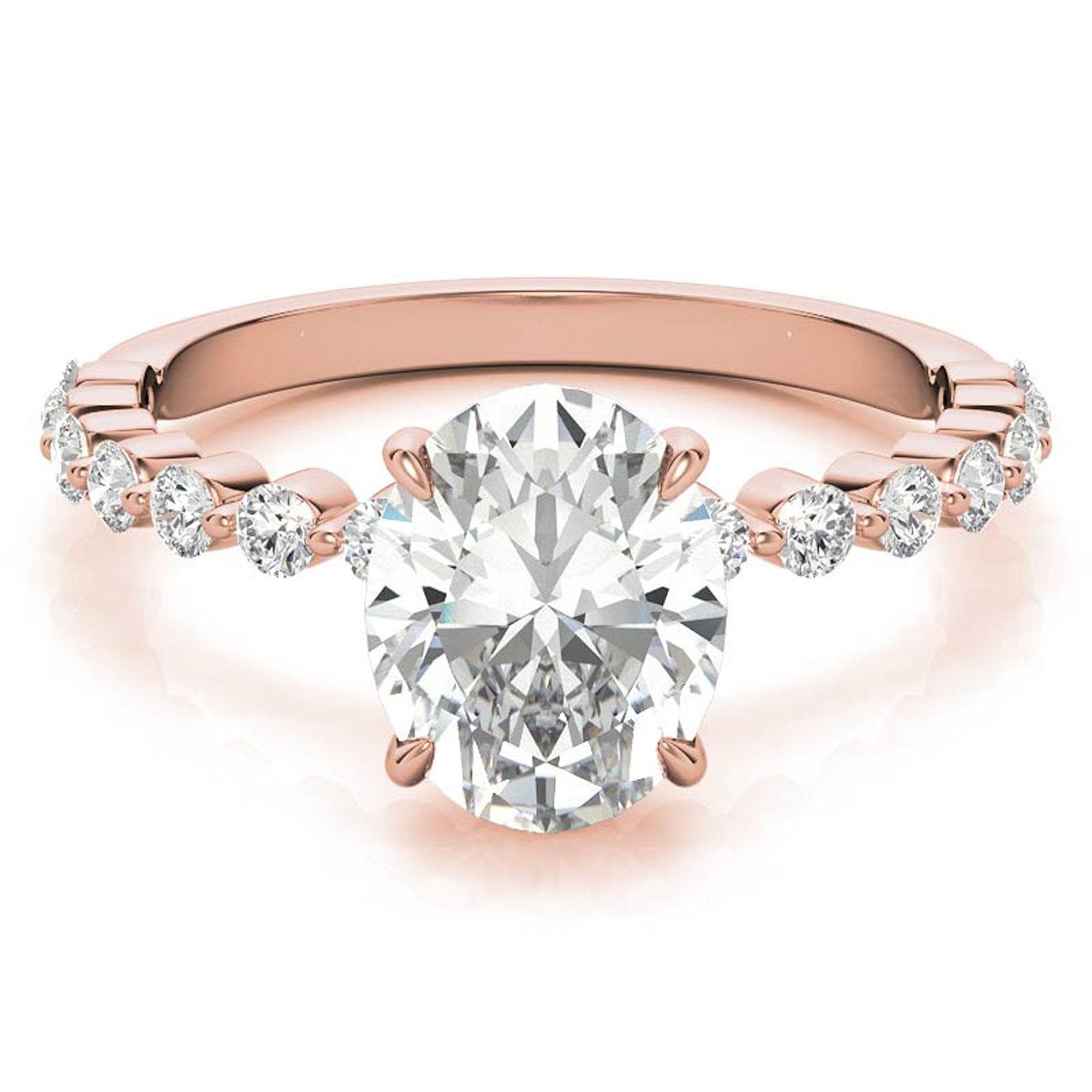 Adjustable 925 Sterling Silver Classic Rose Gold Pave Diamond Engagement Ring – Perfect for Women
