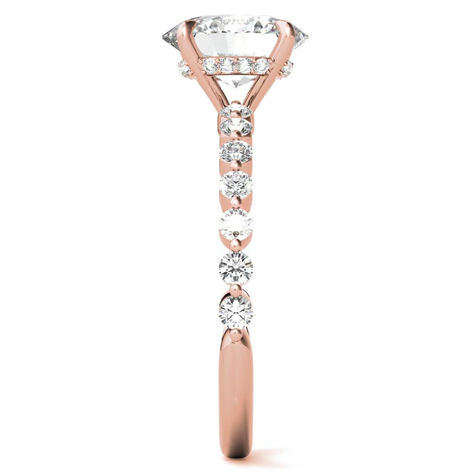 Adjustable 925 Sterling Silver Classic Rose Gold Pave Diamond Engagement Ring – Perfect for Women
