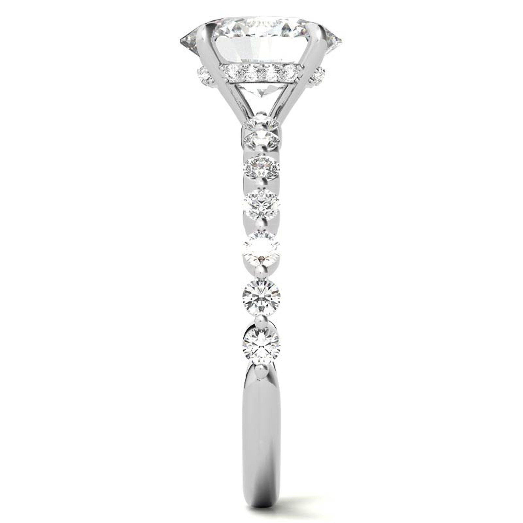 Adjustable 925 Sterling Silver Classic White Gold Pave Diamond Engagement Ring – Perfect for Women