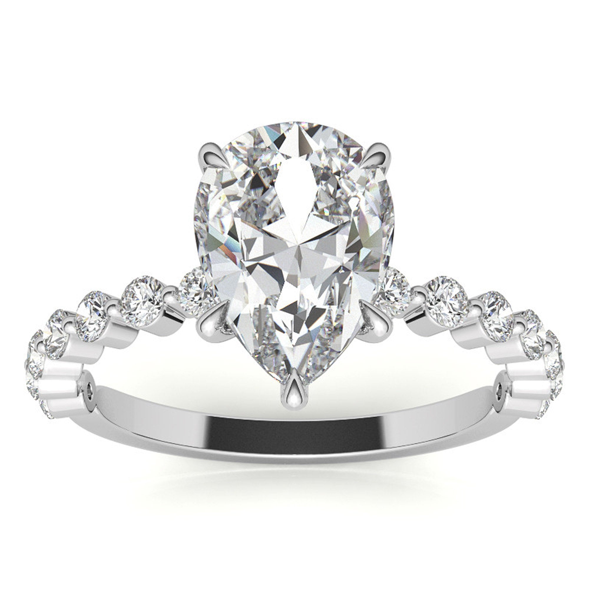 Silver Pear Cut Elegance Ring