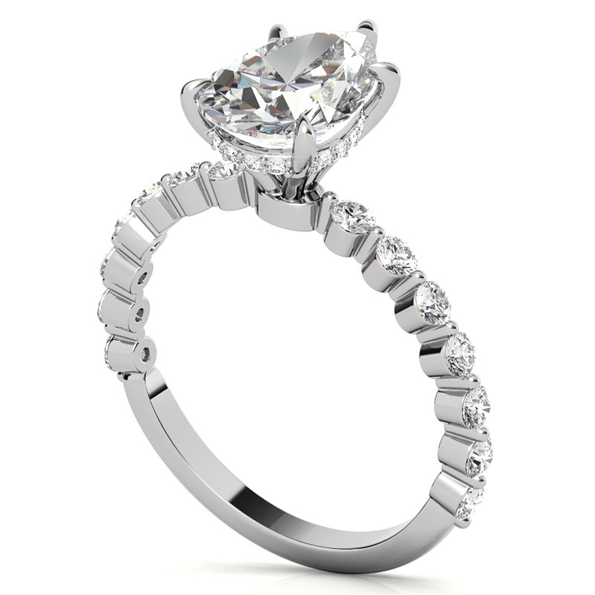 Silver Pear Cut Elegance Ring