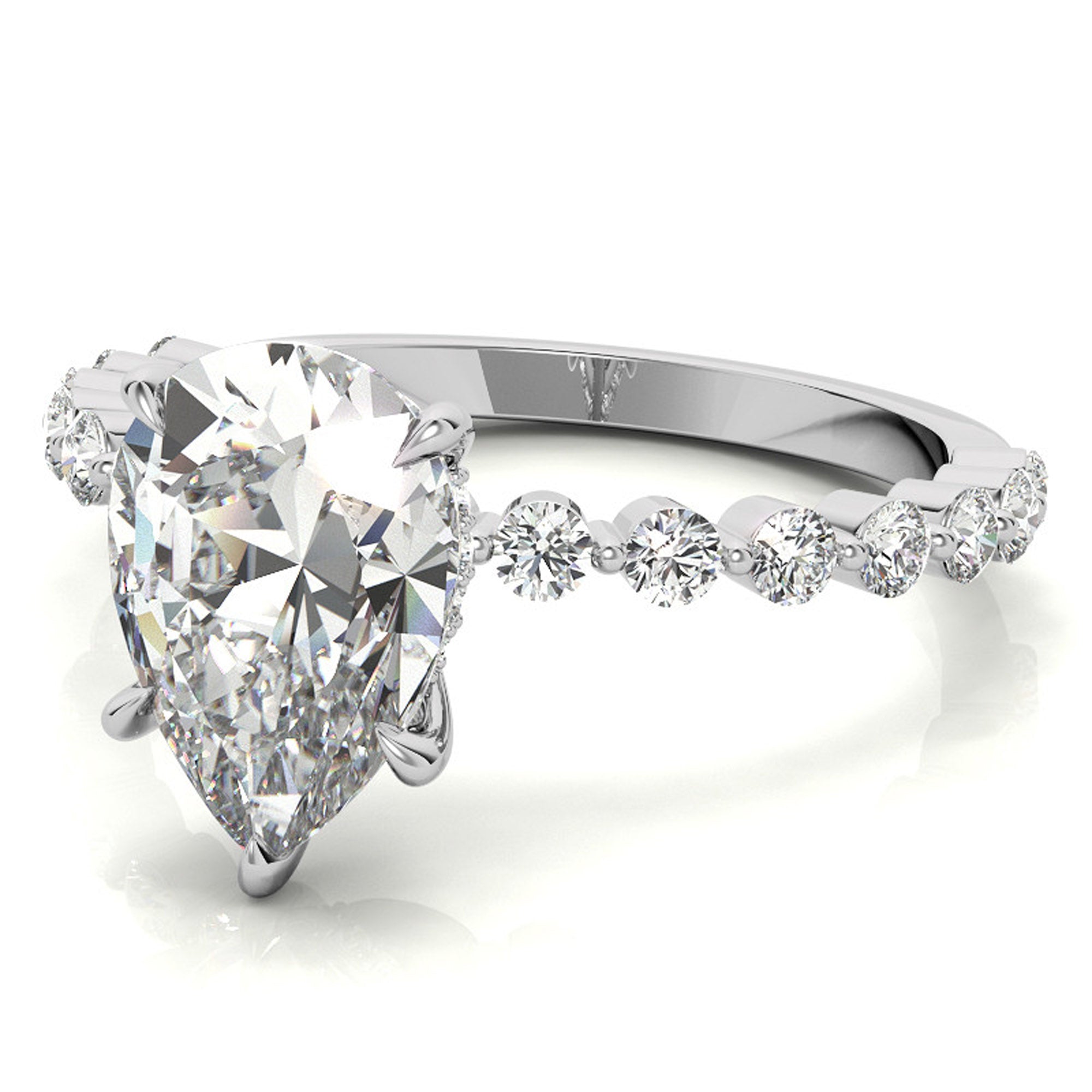 Silver Pear Cut Elegance Ring