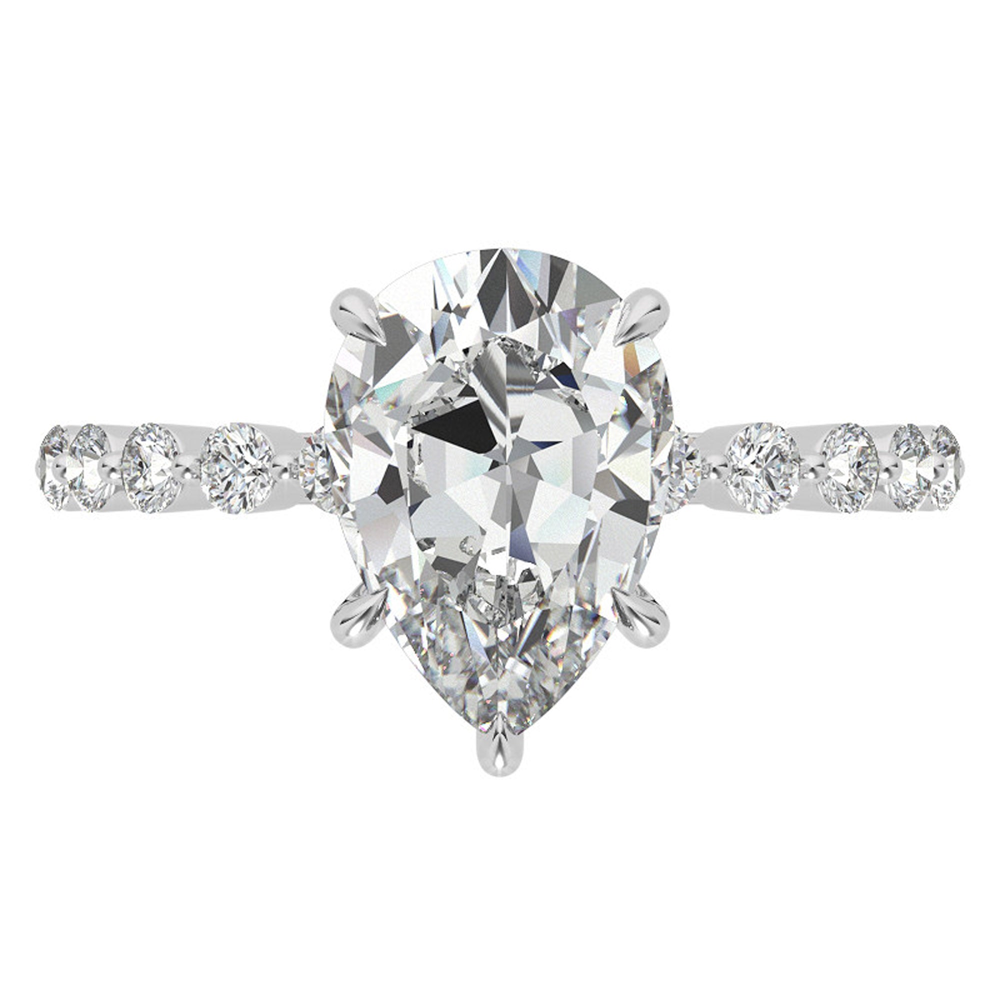 Silver Pear Cut Elegance Ring