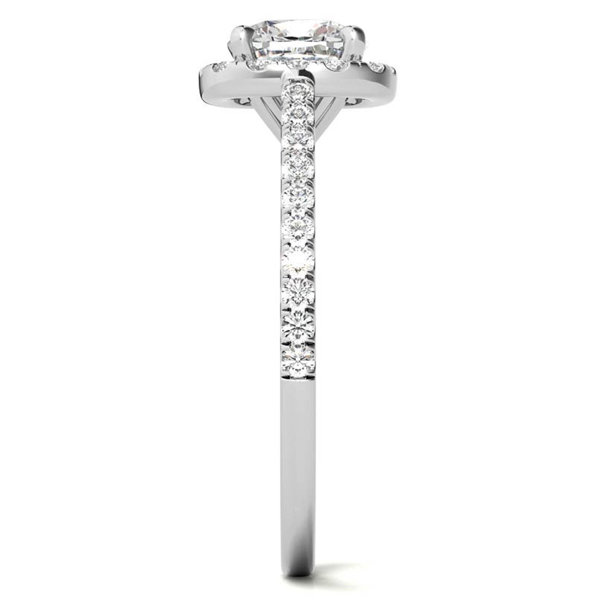 Adjustable Sterling Silver Engagement White Gold Cushion-Cut Halo Ring For Woman