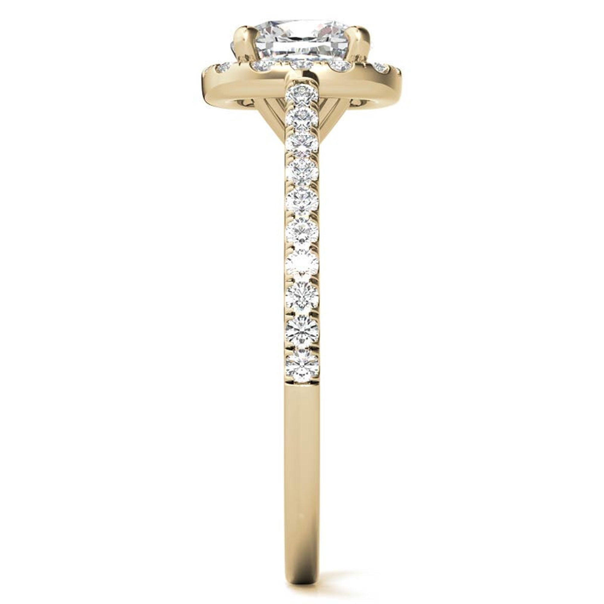 Adjustable Sterling Silver Engagement Yellow Gold Halo Cushion-Cut Ring For Woman