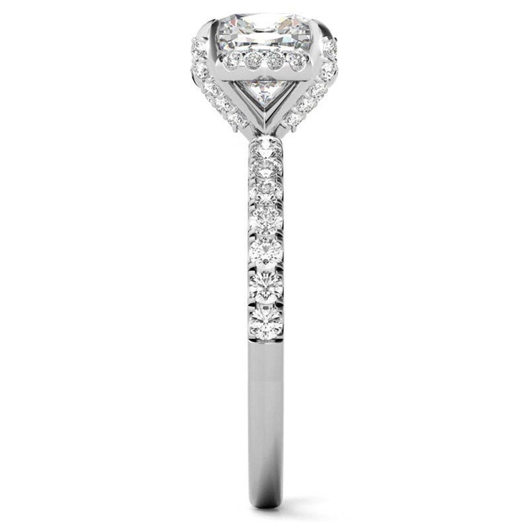 Cushion-Cut Solitaire White Gold Adjustable Sterling Silver Classic Halo Ring For Women