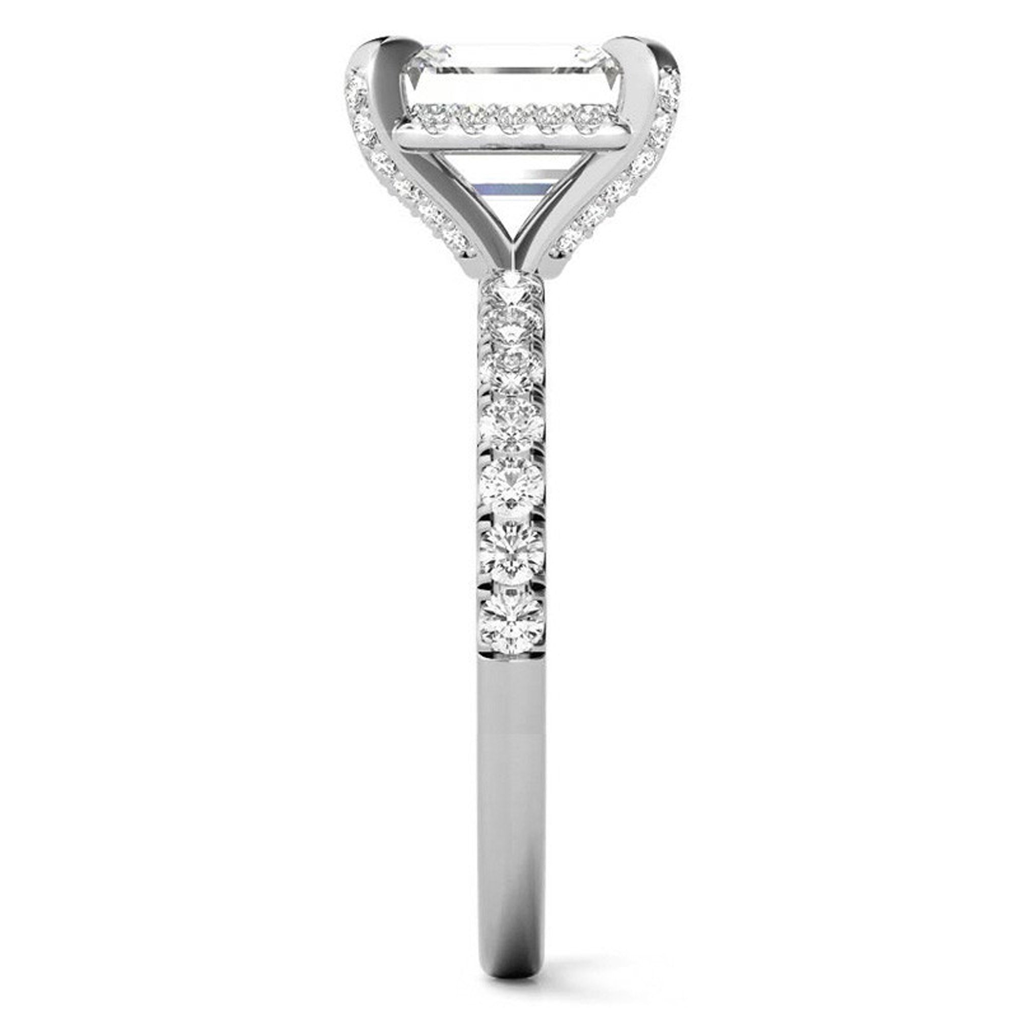 Adjustable Sterling Silver Classic White Gold Radiant-Cut Pave Engagement Ring – Perfect for Weddings