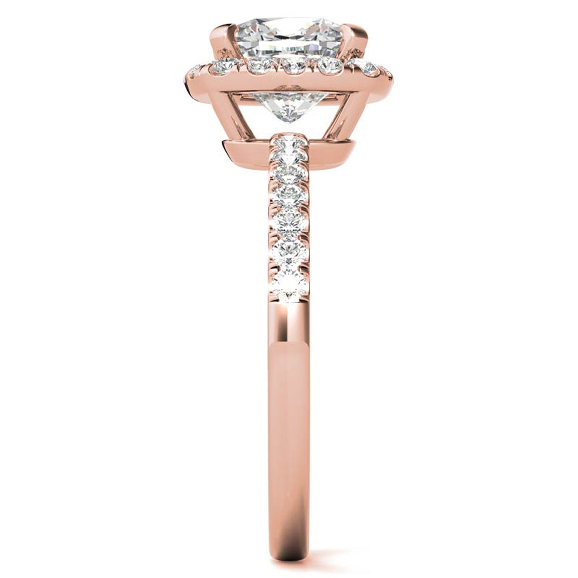 Adjustable Sterling Silver classic Rose Gold Cushion Cut Solitaire Halo Ring For Women