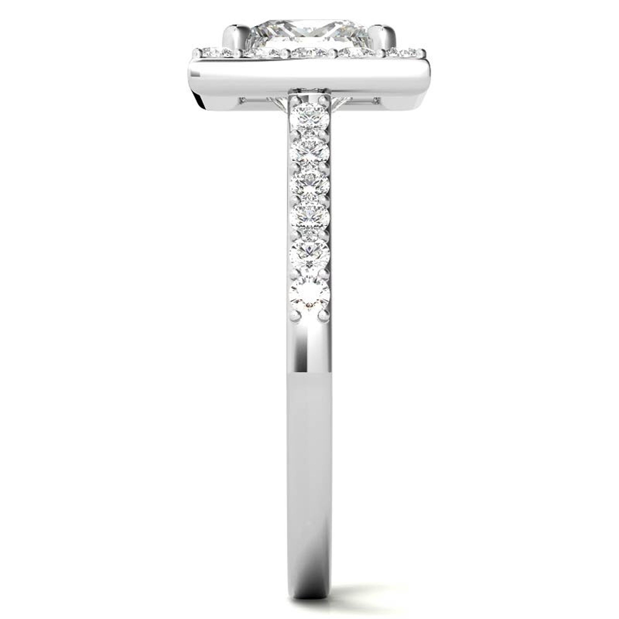 Princess Cut Halo Silver Ring