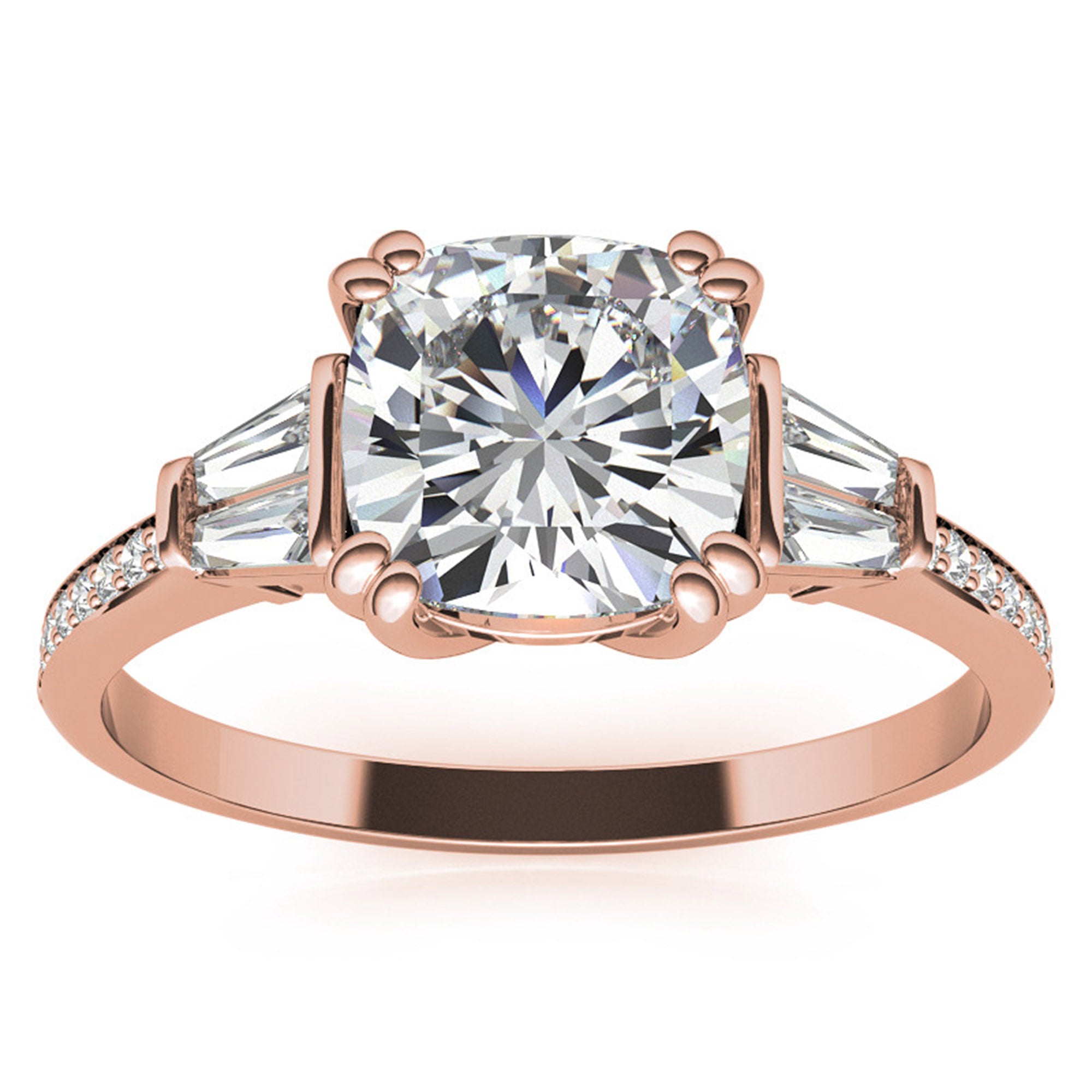 Sterling Silver Oval-Cut Three-Stone Adjustable Engagement Rose Gold Ring For Woman