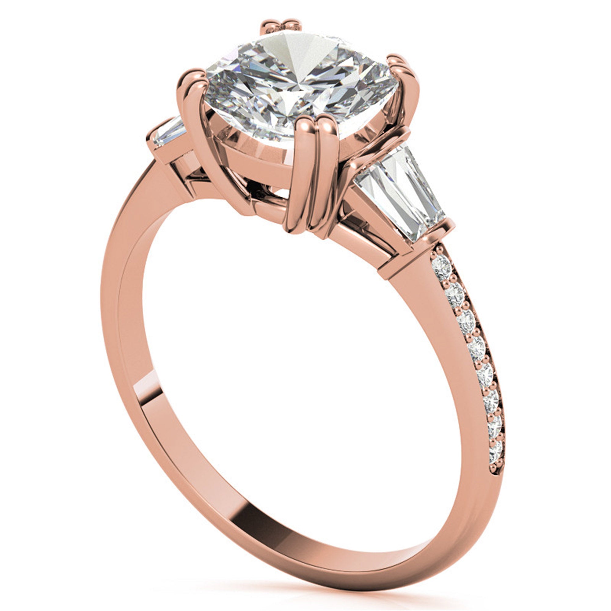 Sterling Silver Oval-Cut Three-Stone Adjustable Engagement Rose Gold Ring For Woman
