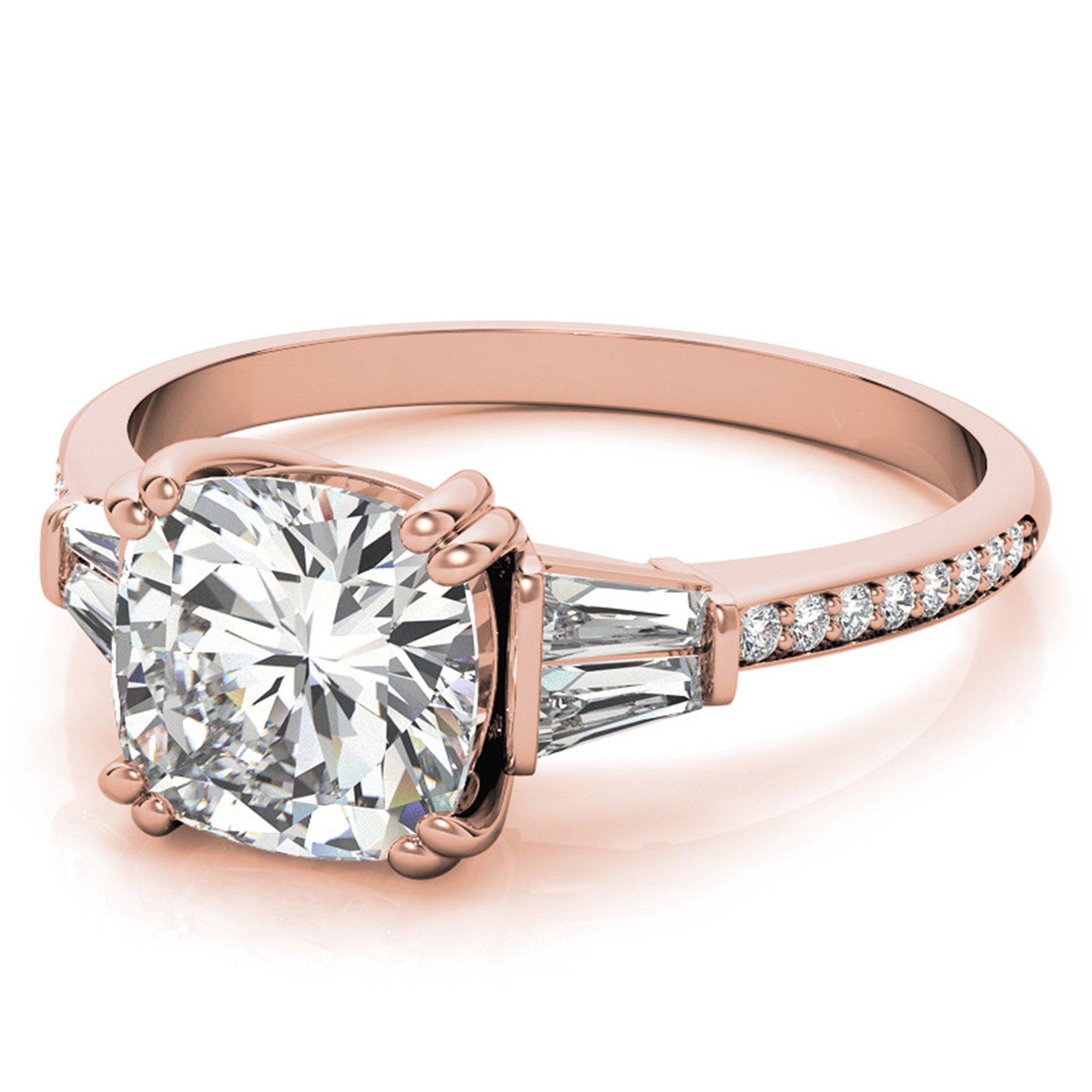 Sterling Silver Oval-Cut Three-Stone Adjustable Engagement Rose Gold Ring For Woman