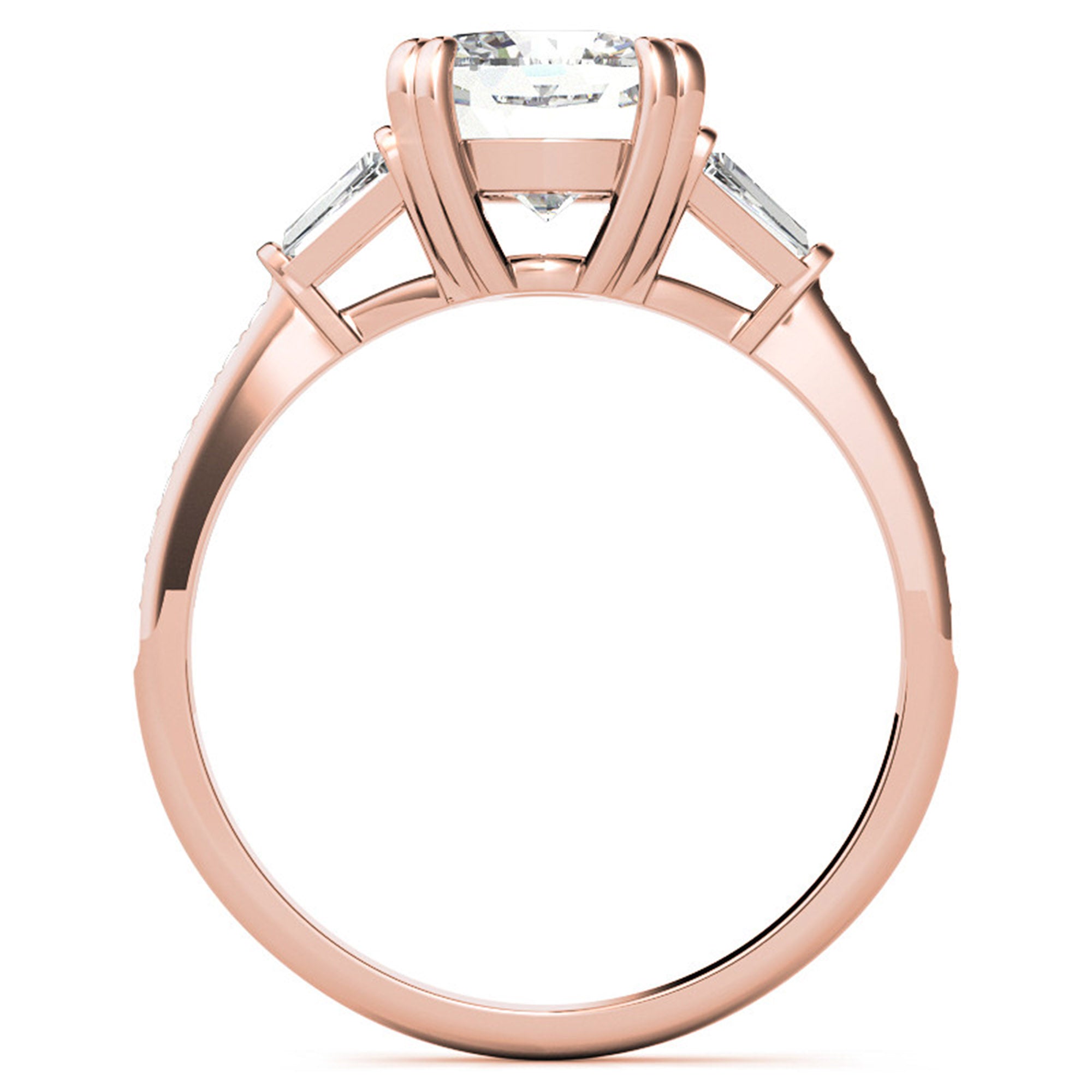 Sterling Silver Oval-Cut Three-Stone Adjustable Engagement Rose Gold Ring For Woman