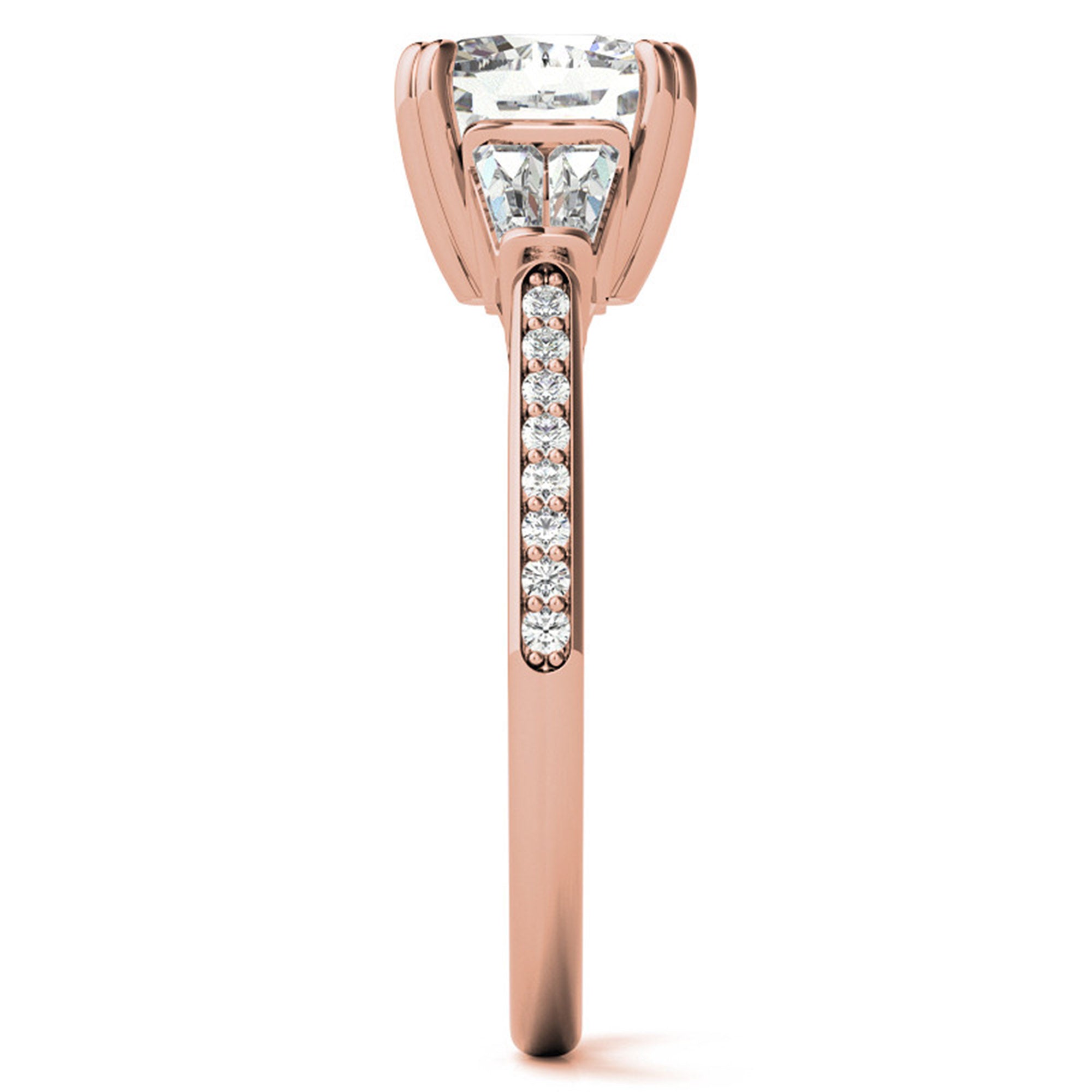 Sterling Silver Oval-Cut Three-Stone Adjustable Engagement Rose Gold Ring For Woman