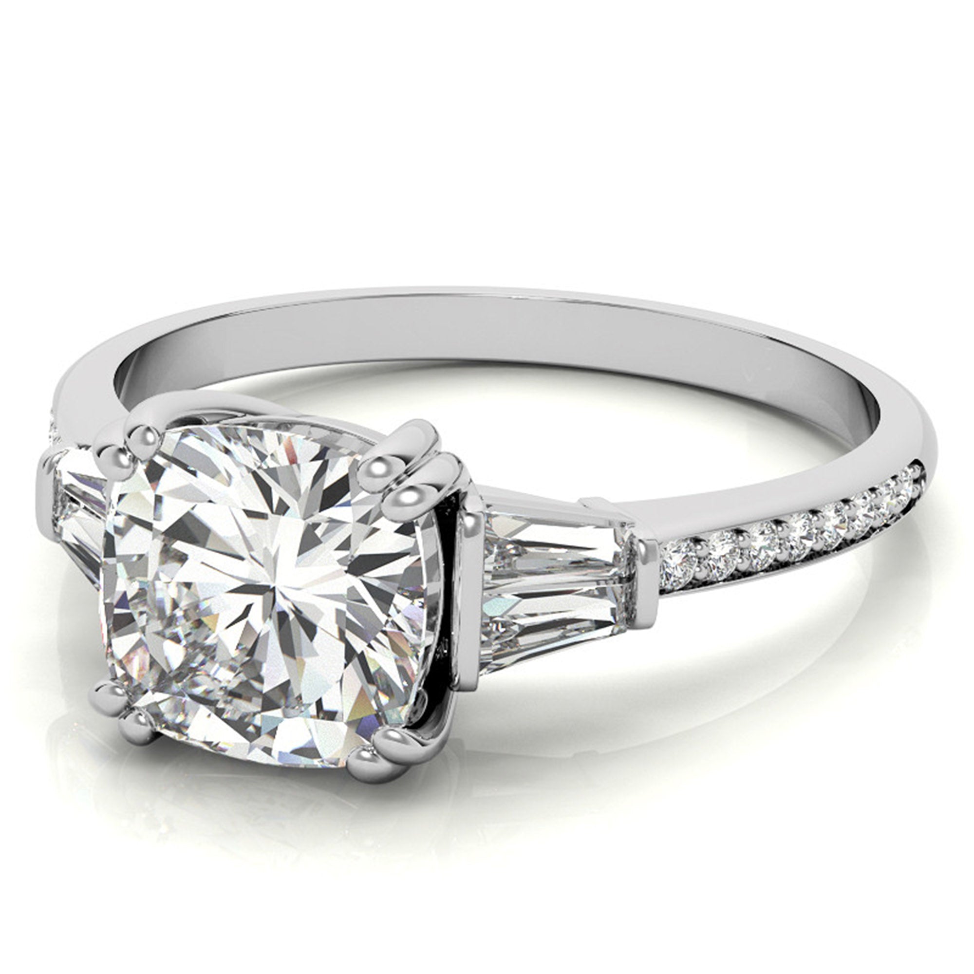 Sterling Silver Oval-Cut Moissanite Three-Stone  Adjustable Engagement White Gold Ring For Woman