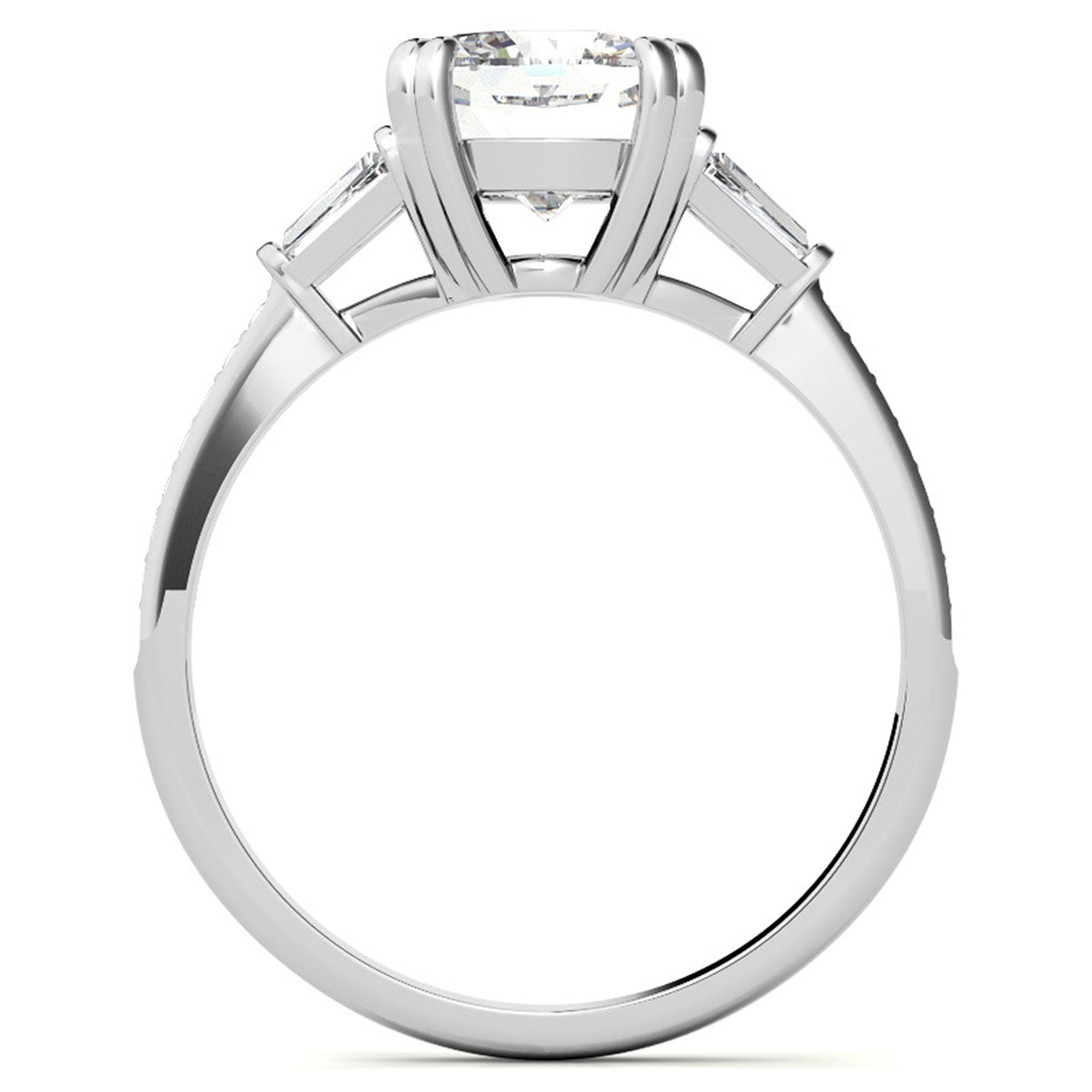 Sterling Silver Oval-Cut Moissanite Three-Stone  Adjustable Engagement White Gold Ring For Woman