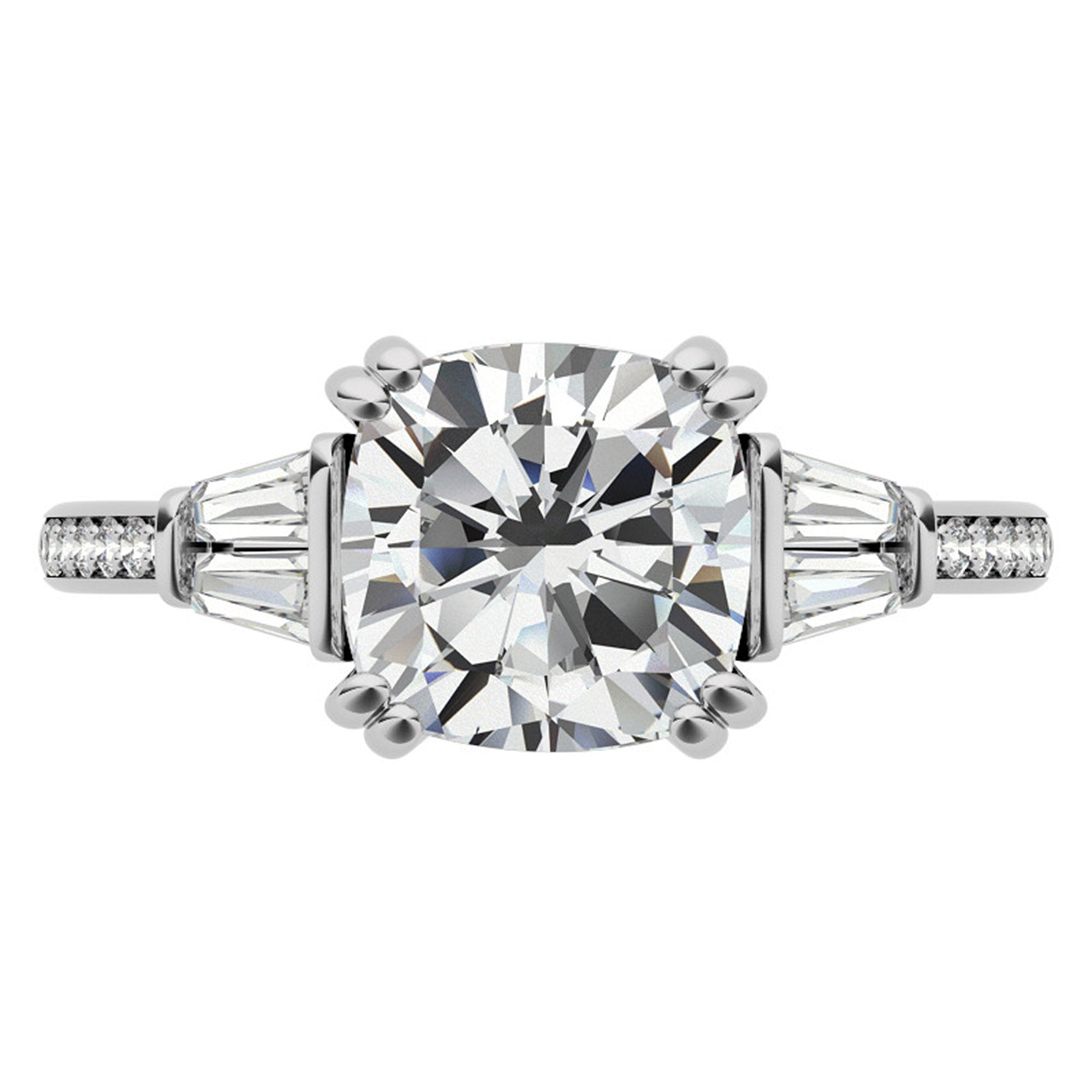 Sterling Silver Oval-Cut Moissanite Three-Stone  Adjustable Engagement White Gold Ring For Woman