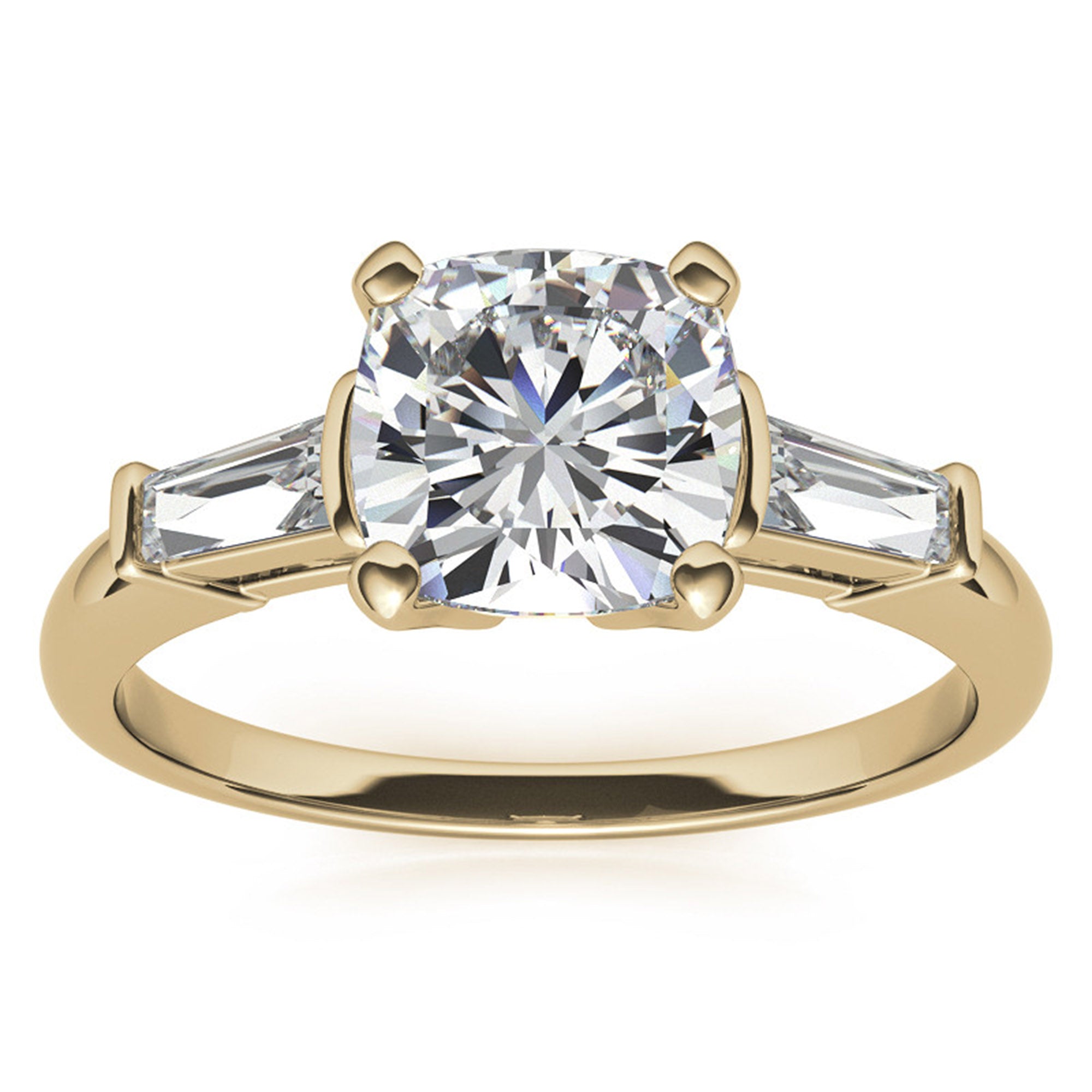 Sterling Silver Cushion- Cut Adjustable Engagement Yellow Gold Ring For Women