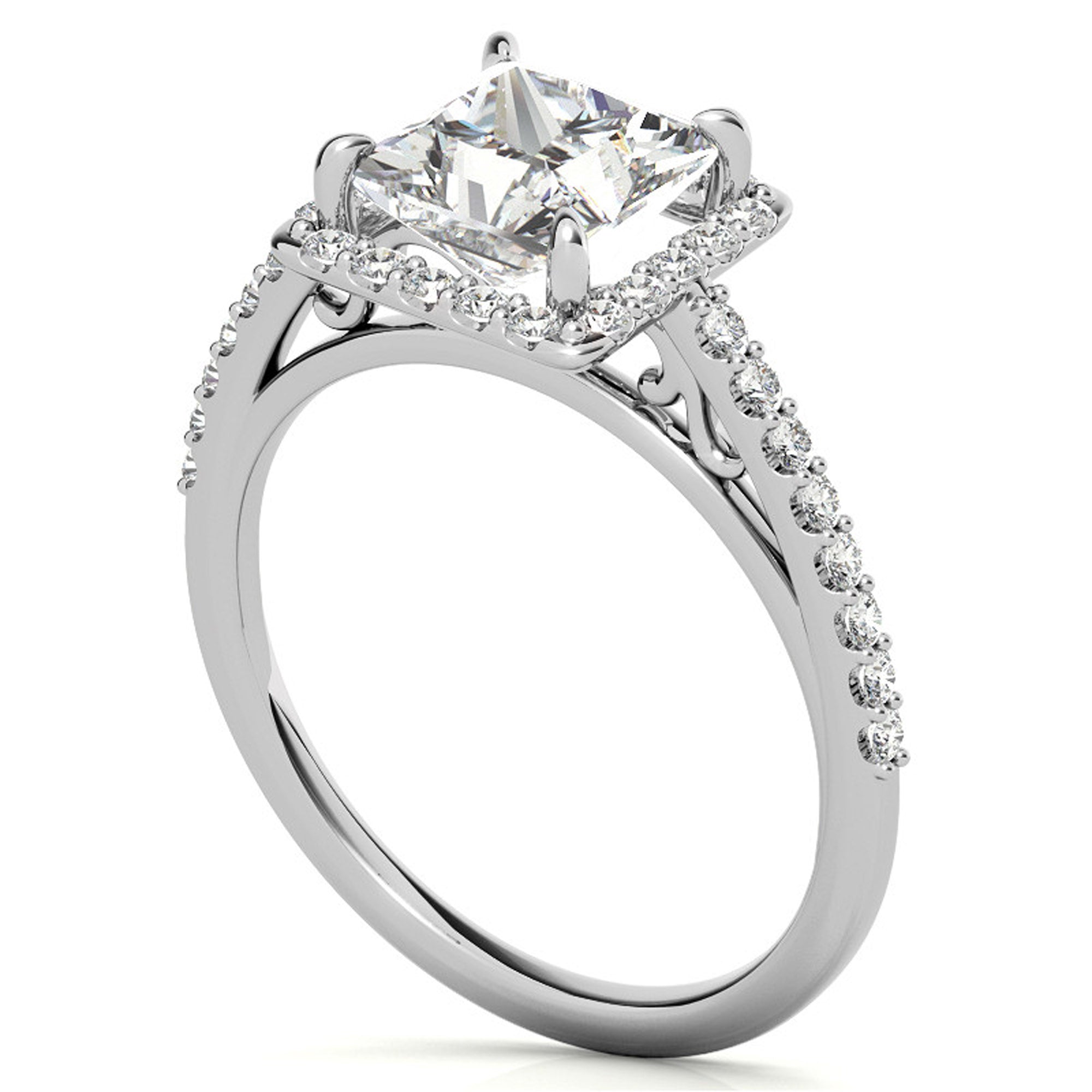 Sparkling Princess Cut Silver Ring