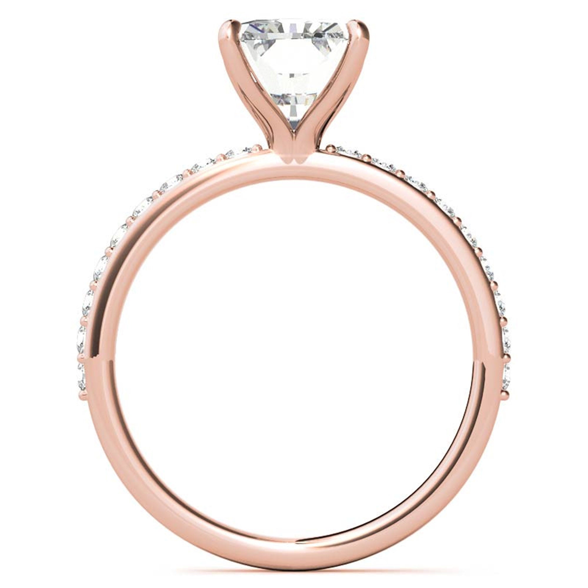 Adjustable Engagement Sterling Silver Rose Gold Radiant Cut with Hidden Halo Design Ring For Woman