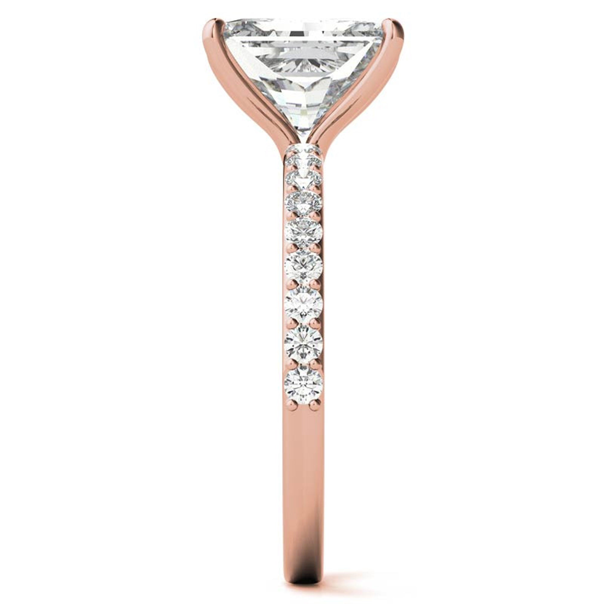Adjustable Engagement Sterling Silver Rose Gold Radiant Cut with Hidden Halo Design Ring For Woman