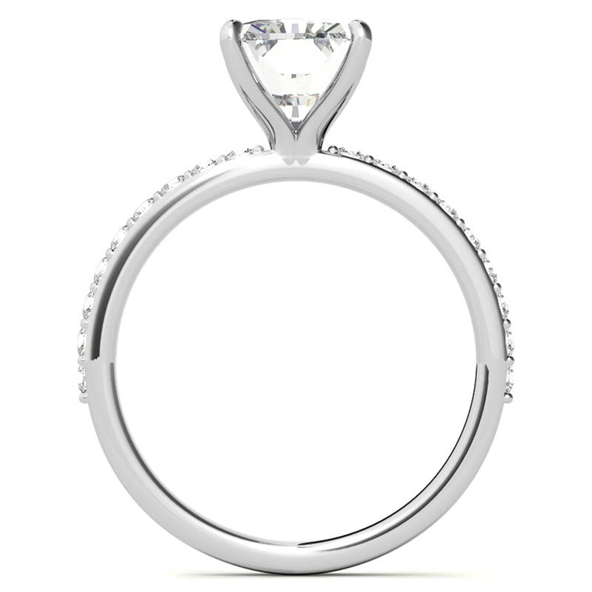 Adjustable Engagement Sterling Silver White Gold Radiant Cut with Hidden Halo Design Ring For Woman