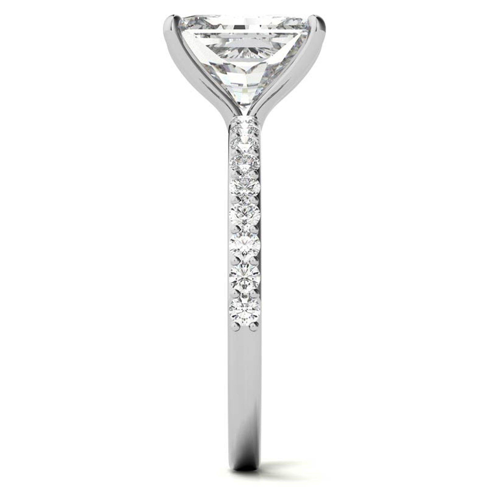 Adjustable Engagement Sterling Silver White Gold Radiant Cut with Hidden Halo Design Ring For Woman