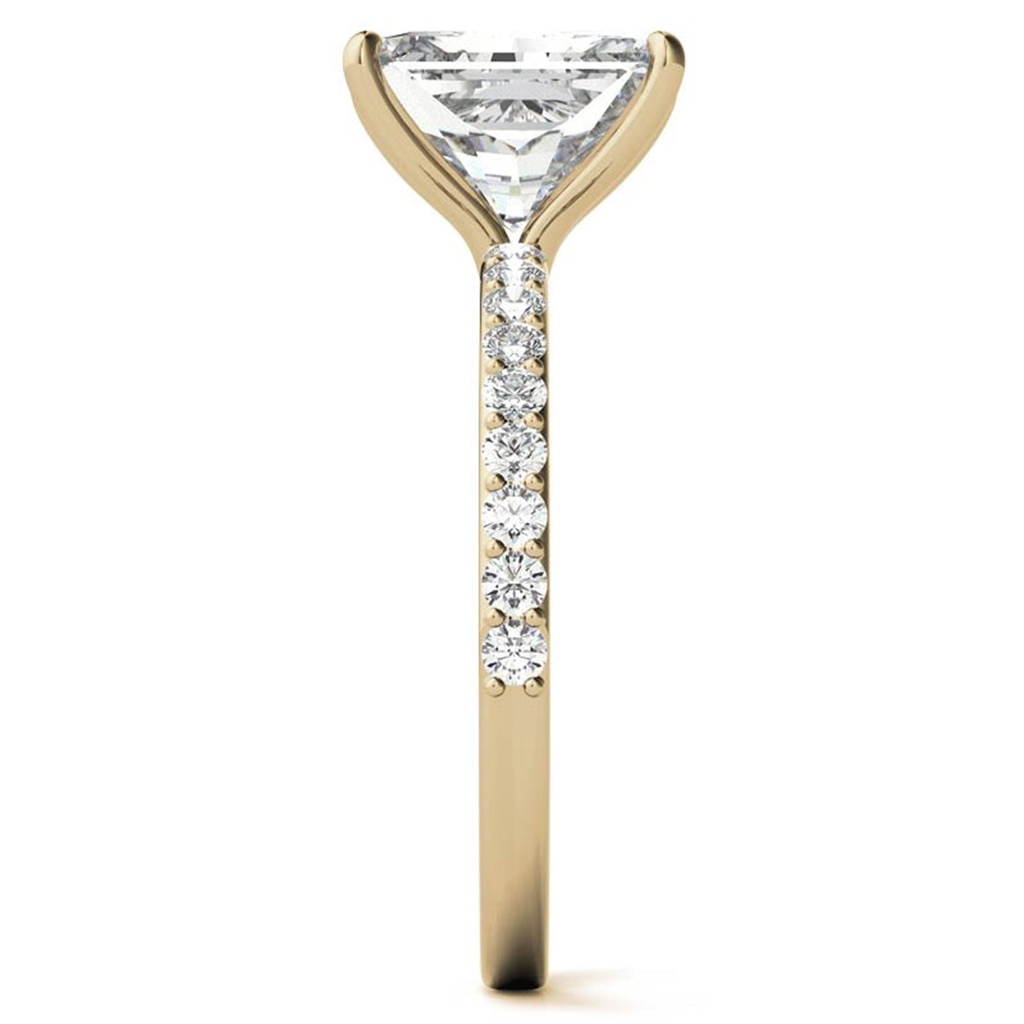 Adjustable Engagement Sterling Silver Yellow Gold Radiant Cut with Hidden Halo Design Ring For Woman