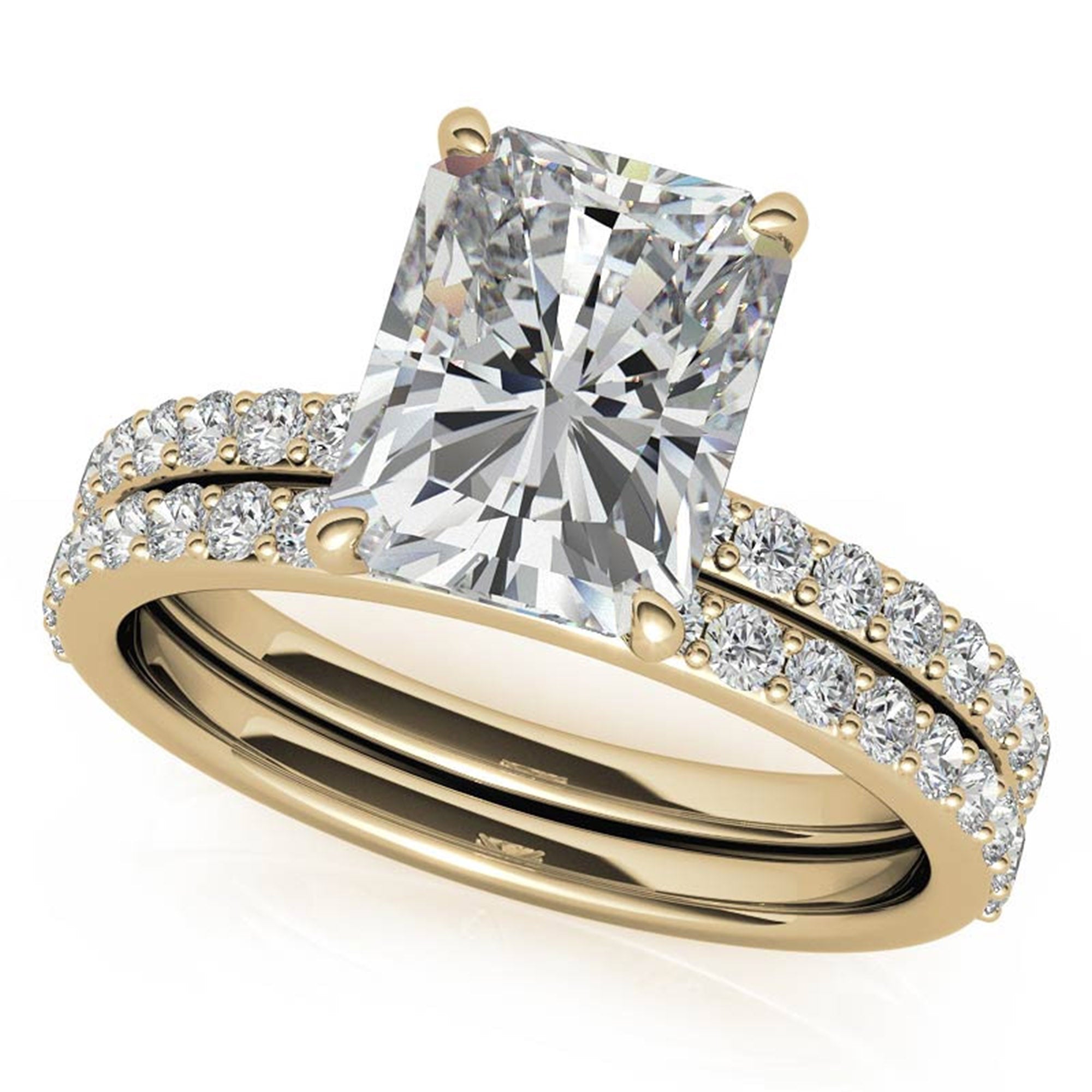 Adjustable Engagement Sterling Silver Yellow Gold Radiant Cut with Hidden Halo Design Ring For Woman