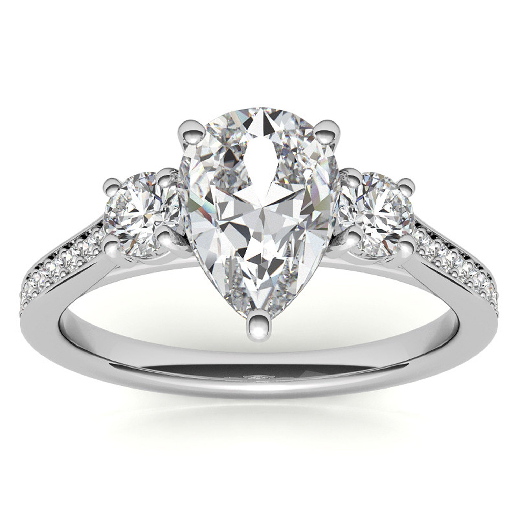 Silver Dazzling Pear Ring