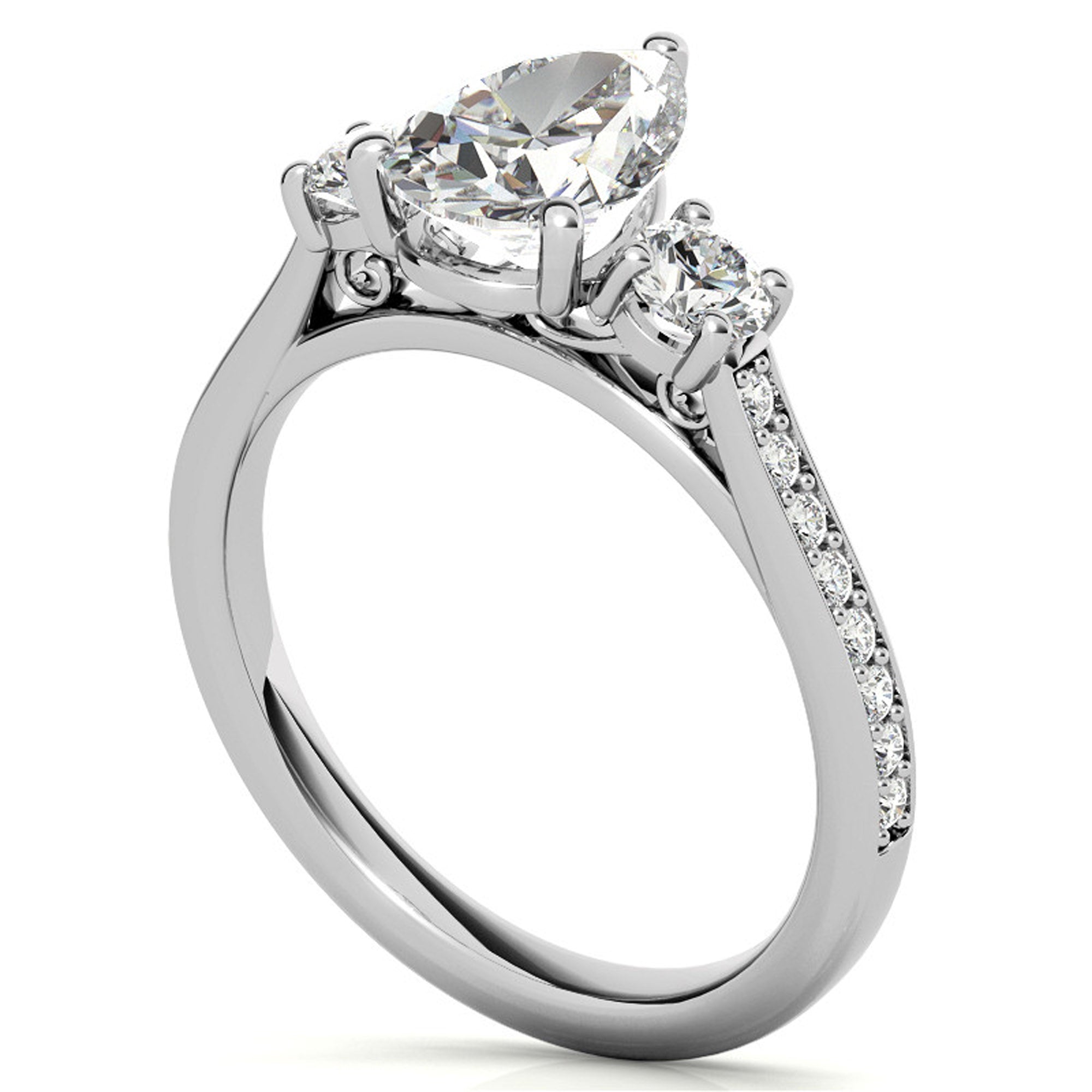 Silver Dazzling Pear Ring