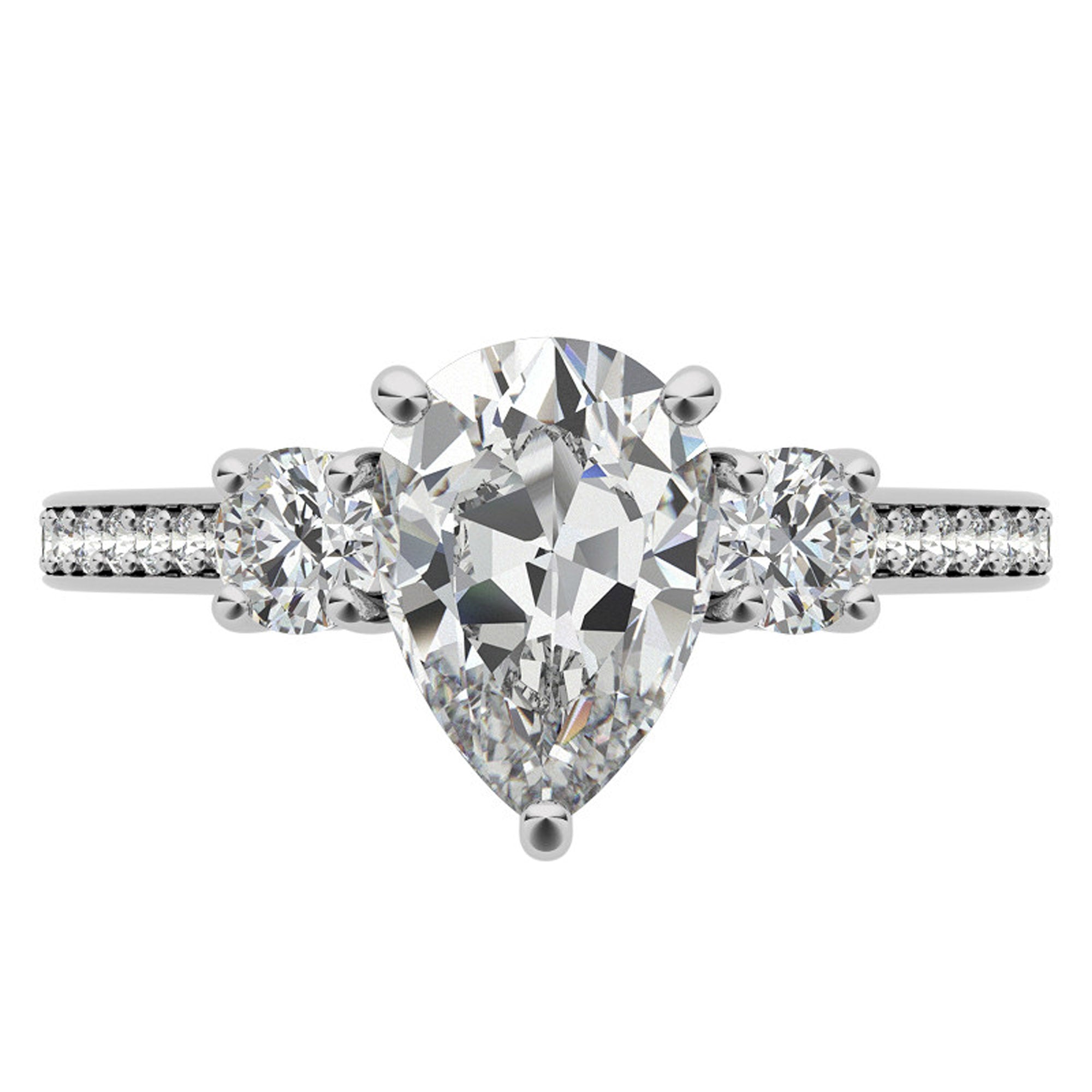 Silver Dazzling Pear Ring