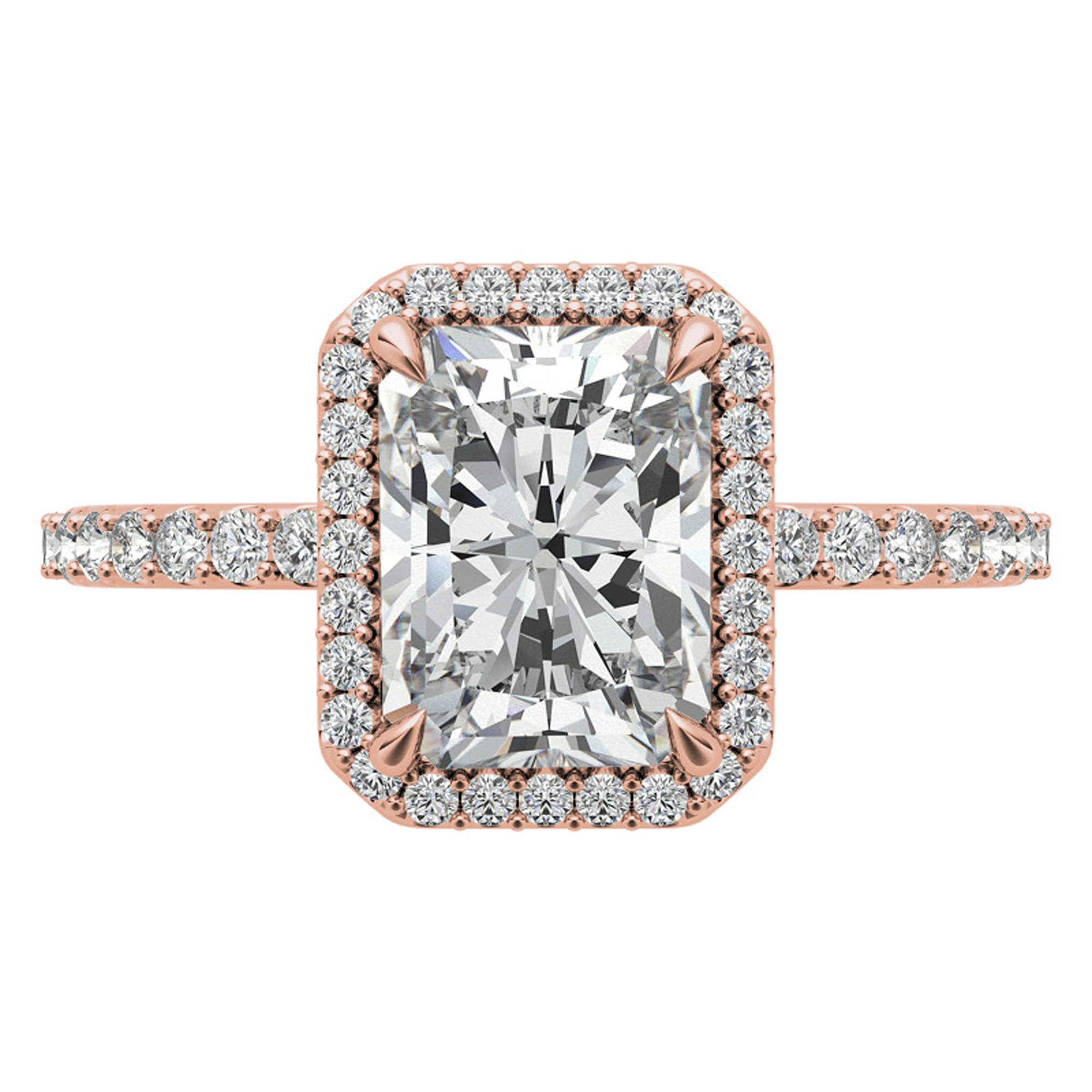 Adjustable Sterling Silver Elegant Rose Gold Radiant-Cut Halo Ring Perfect for Engagement