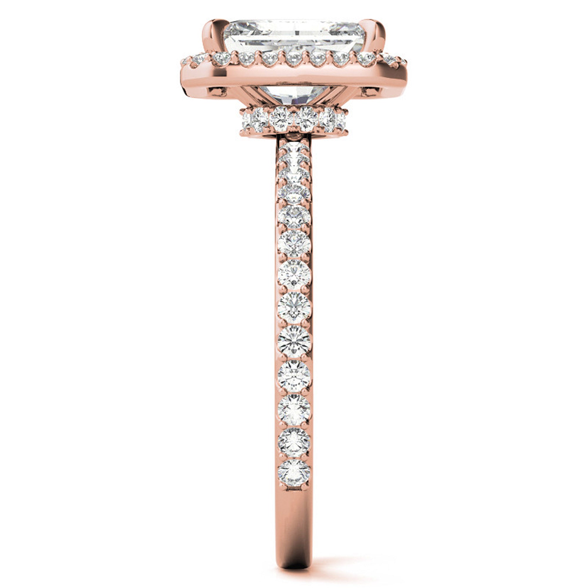 Adjustable Sterling Silver Elegant Rose Gold Radiant-Cut Halo Ring Perfect for Engagement