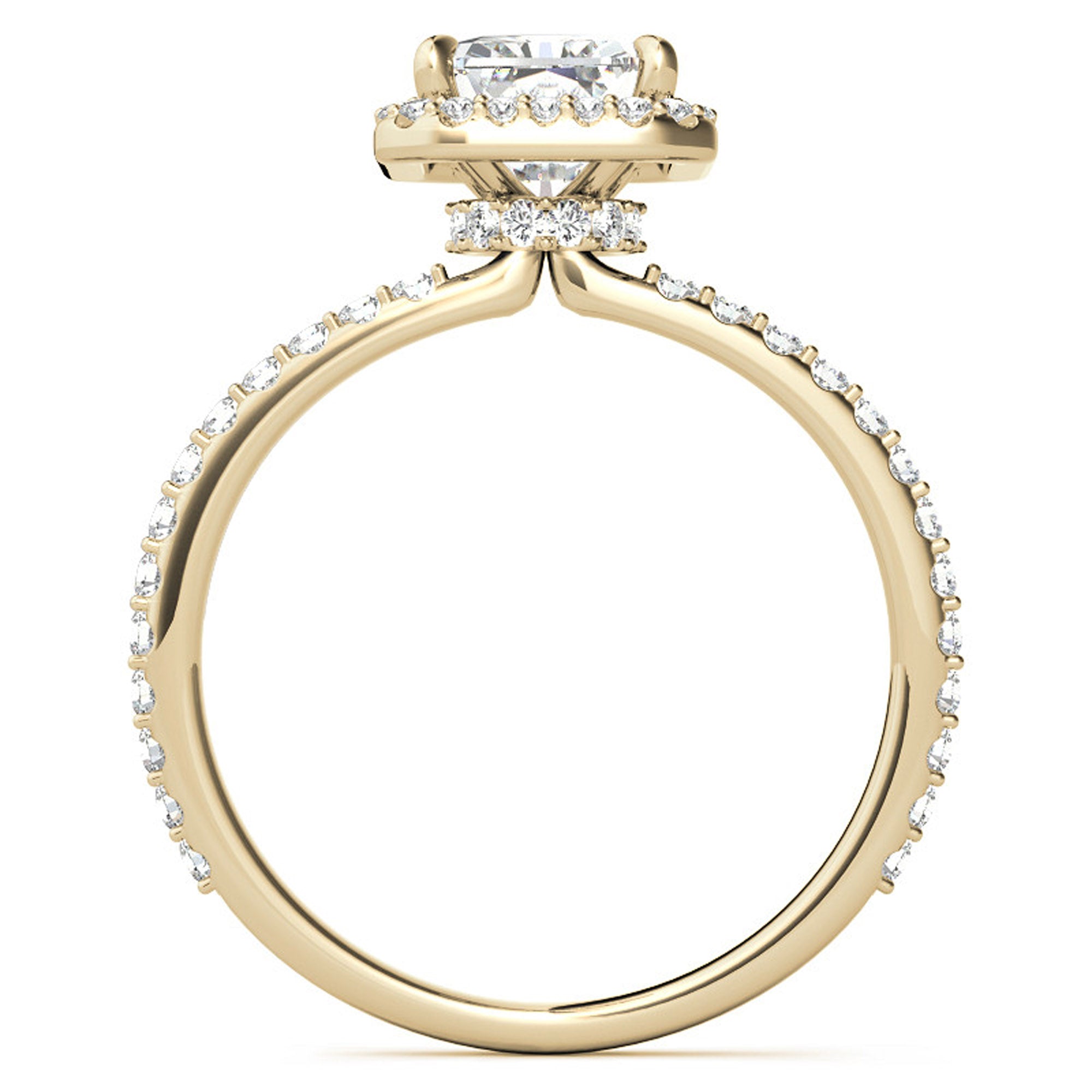 Adjustable Sterling Silver Elegant Yellow Gold Radiant-Cut Halo Ring Perfect for Engagement