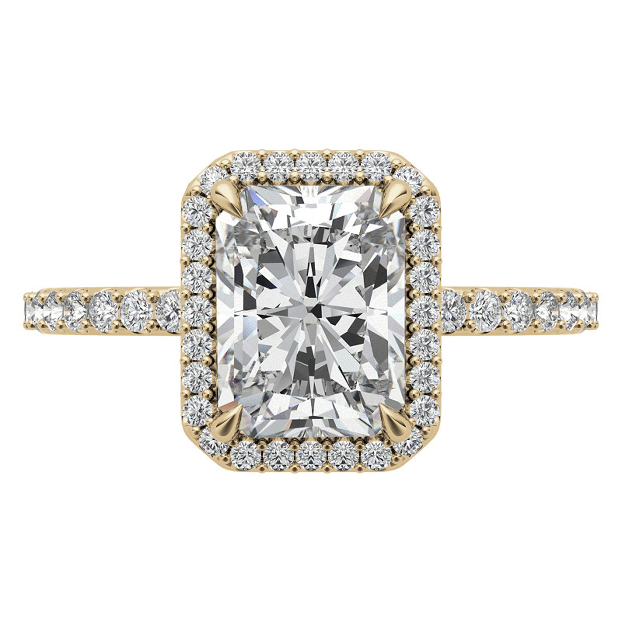 Adjustable Sterling Silver Elegant Yellow Gold Radiant-Cut Halo Ring Perfect for Engagement