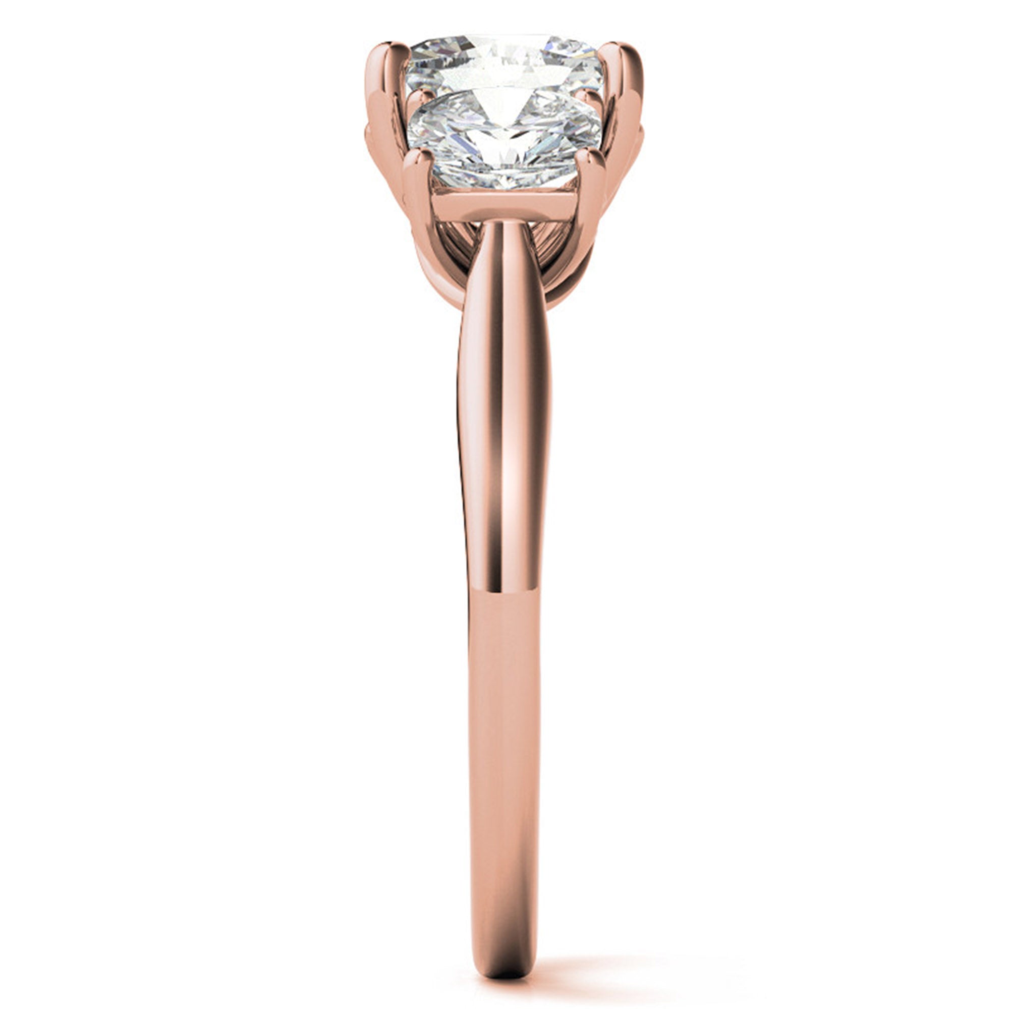 Adjustable  Engagement Sterling Silver Rose Gold Trio Cushion-Cut Ring For Woman