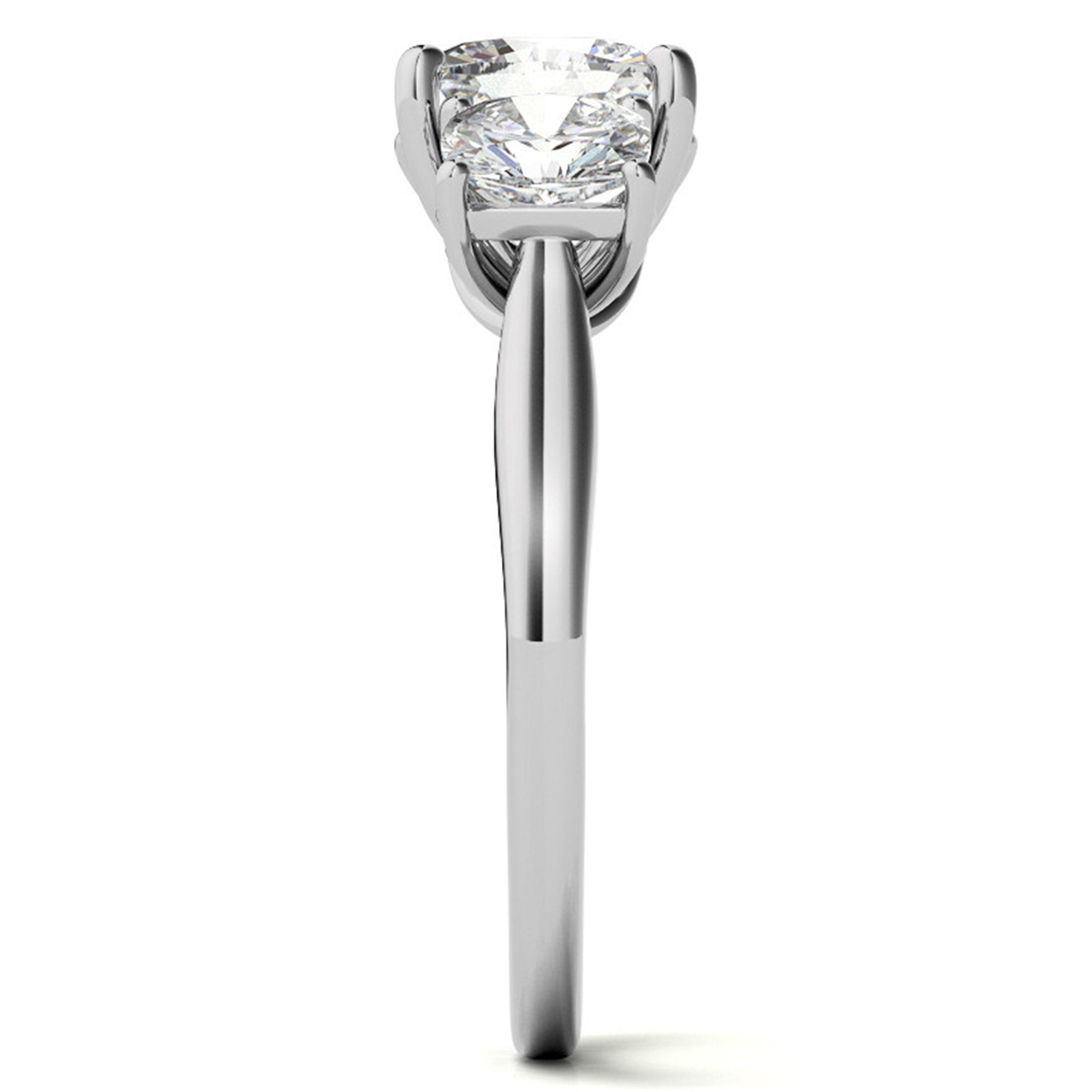 Adjustable  Engagement Sterling Silver White Gold Trio Cushion-Cut Ring For Woman