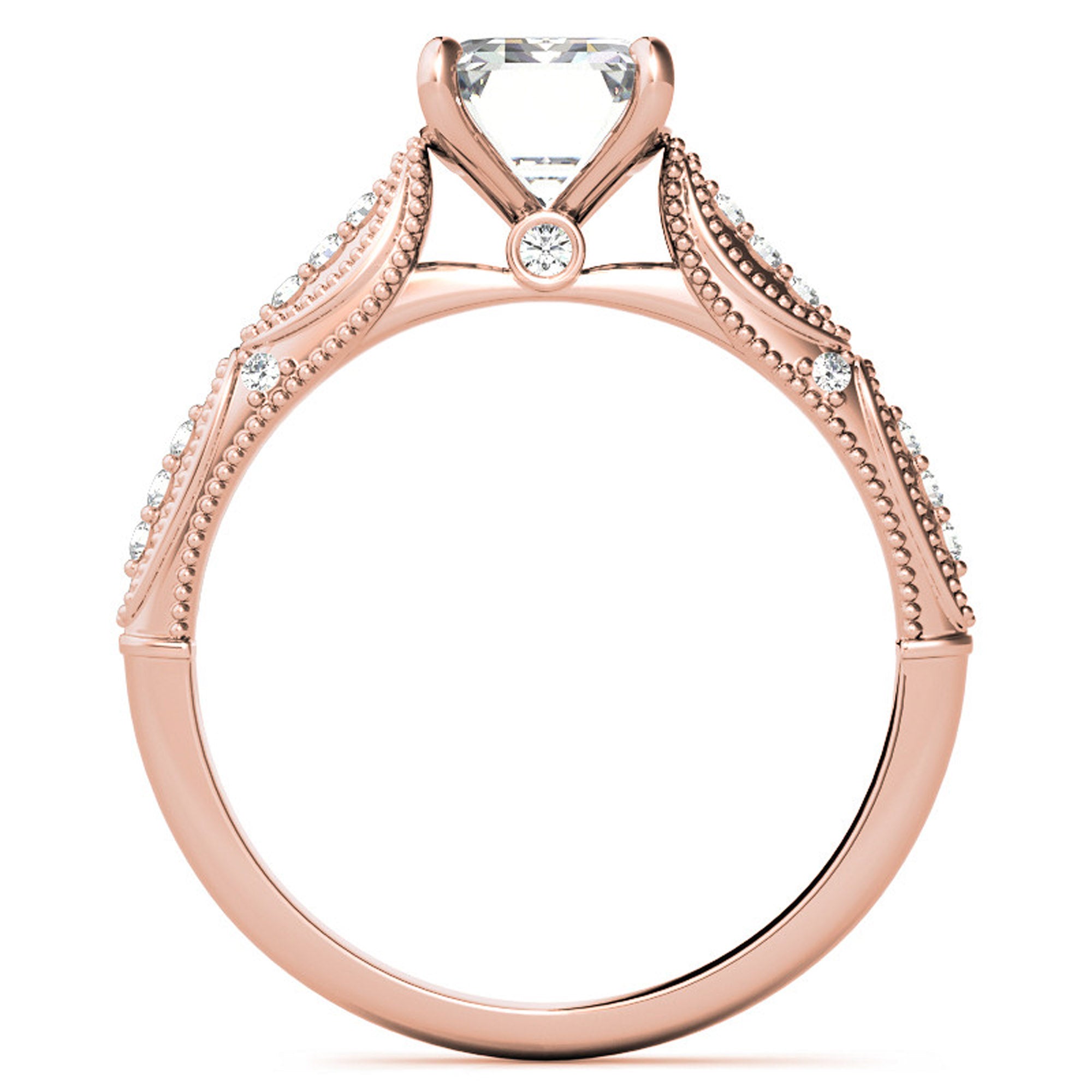 Sterling Silver Emerald-Cut Adjustable Vintage Rose Gold Engagement Ring Perfect for Wedding Proposal