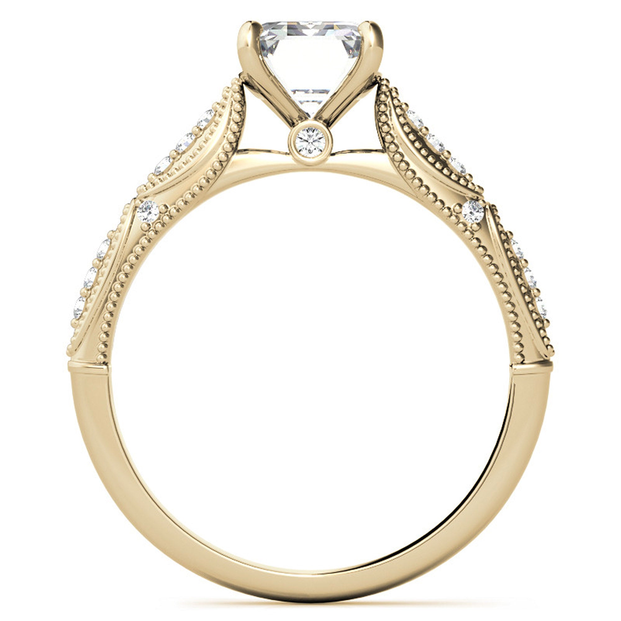 Sterling Silver Emerald-Cut Adjustable Vintage Yellow Gold Engagement Ring Perfect for Wedding Proposal