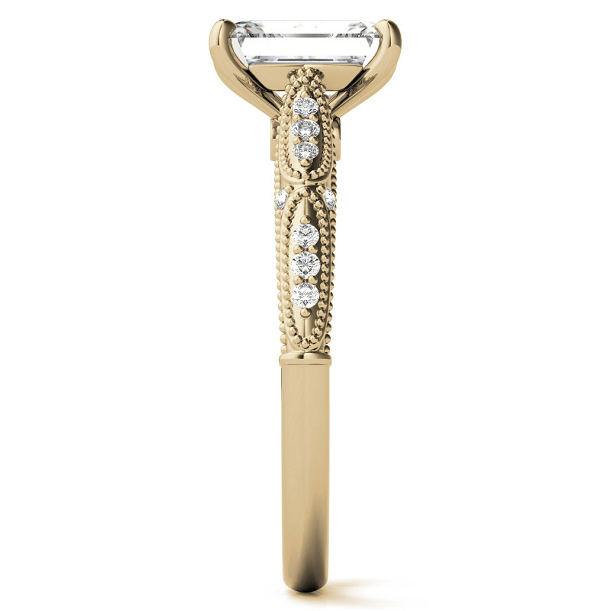 Sterling Silver Emerald-Cut Adjustable Vintage Yellow Gold Engagement Ring Perfect for Wedding Proposal