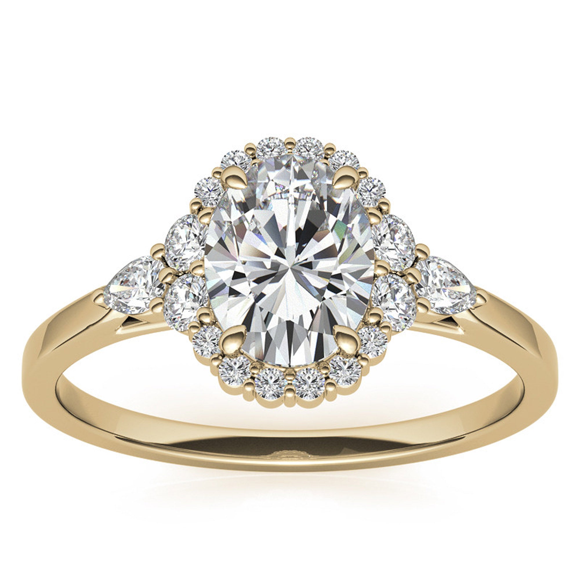Silver Oval Shine Halo Ring