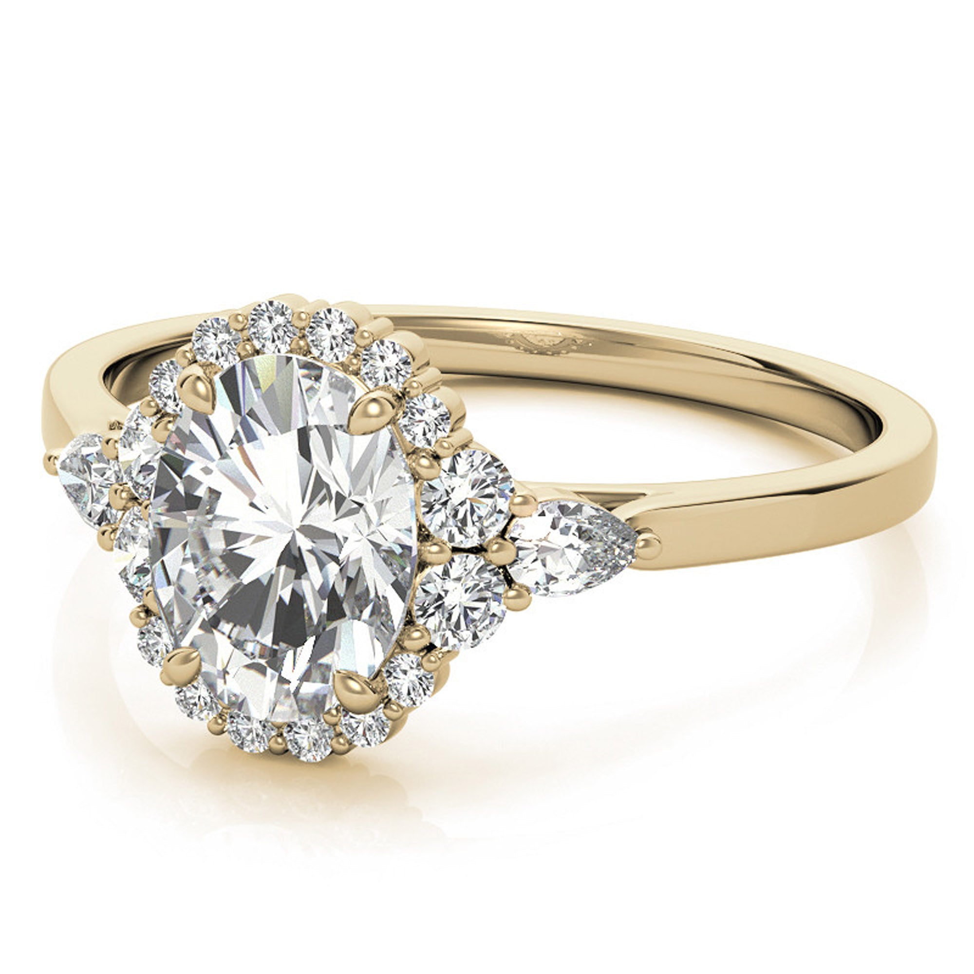 Silver Oval Shine Halo Ring