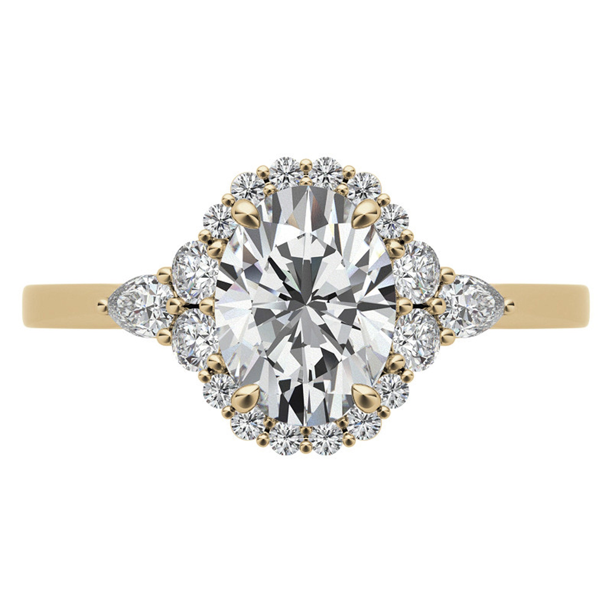Silver Oval Shine Halo Ring