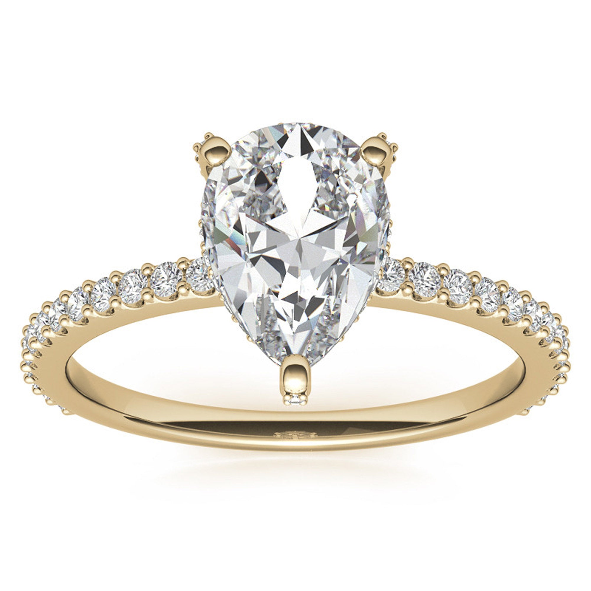 Adjustable Engagement Sterling Silver Yellow Gold  Pear Shape Ring For Women