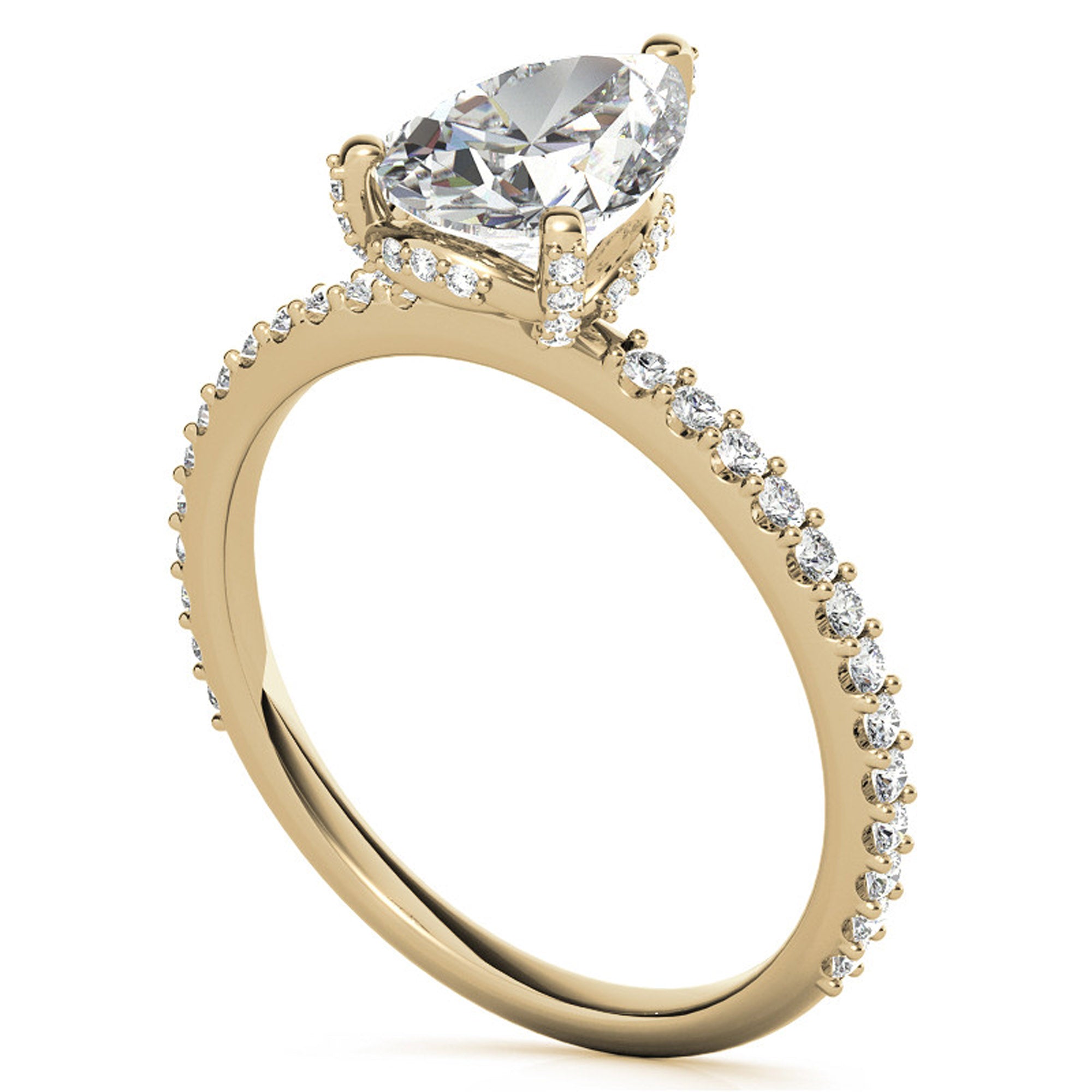 Adjustable Engagement Sterling Silver Yellow Gold Pear Shape Ring For Women