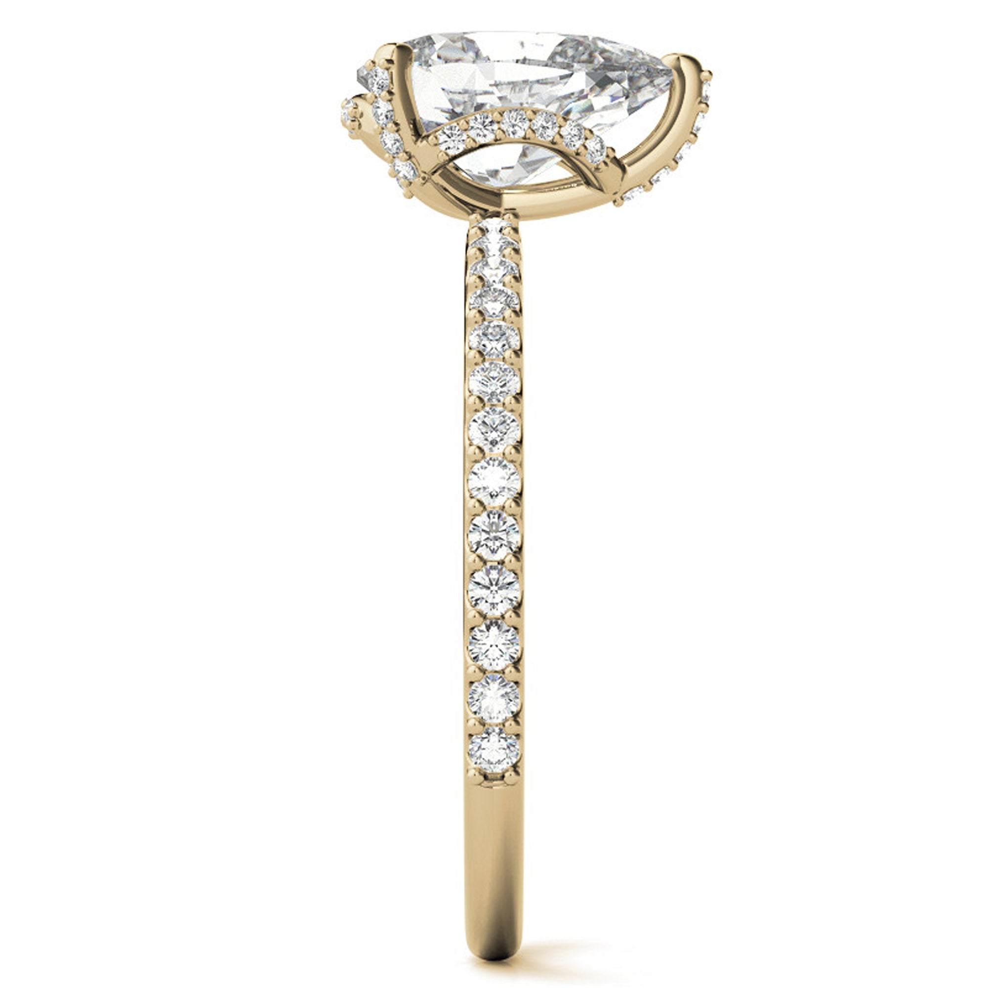 Adjustable Engagement Sterling Silver Yellow Gold Pear Shape Ring For Women