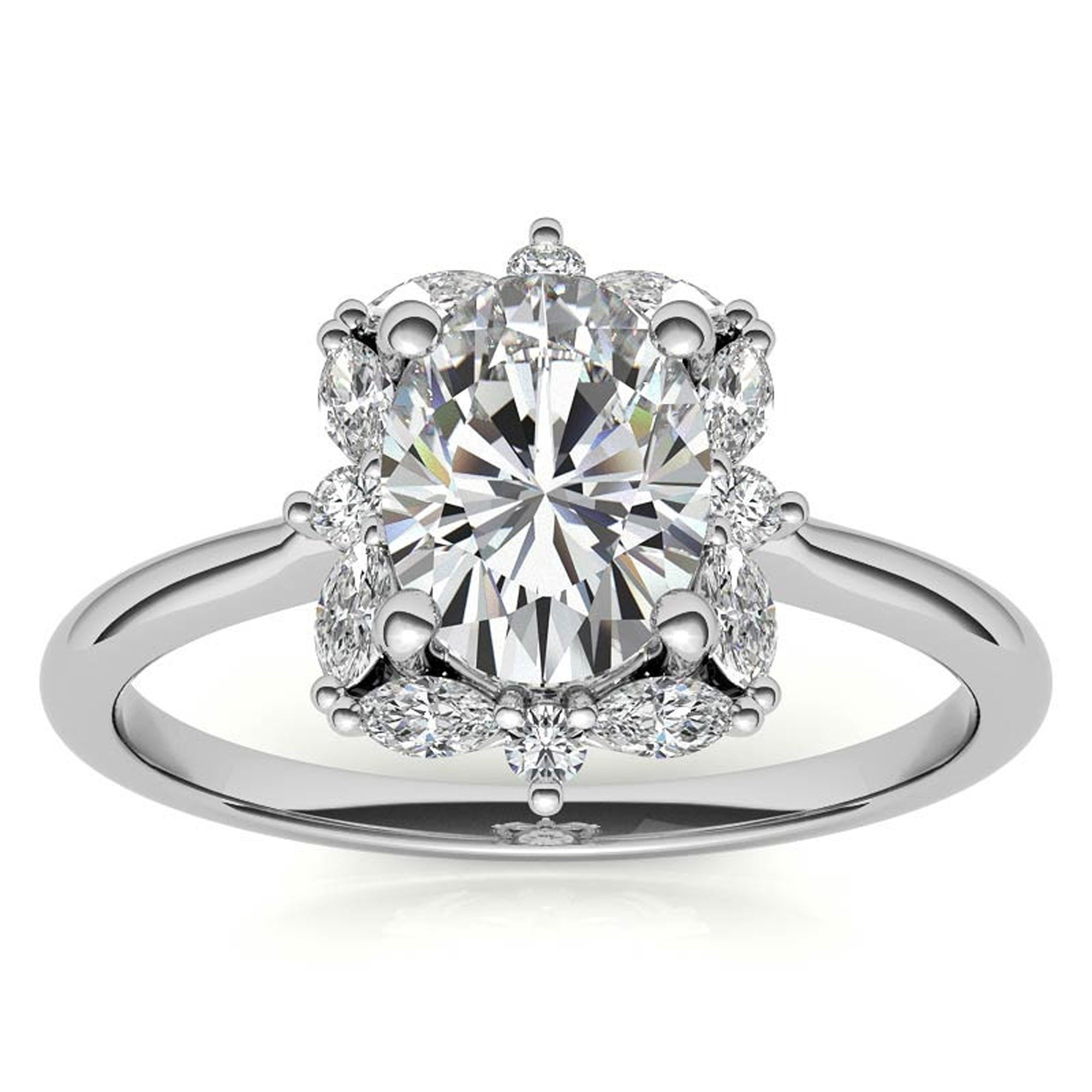 Silver Radiant Halo Ring