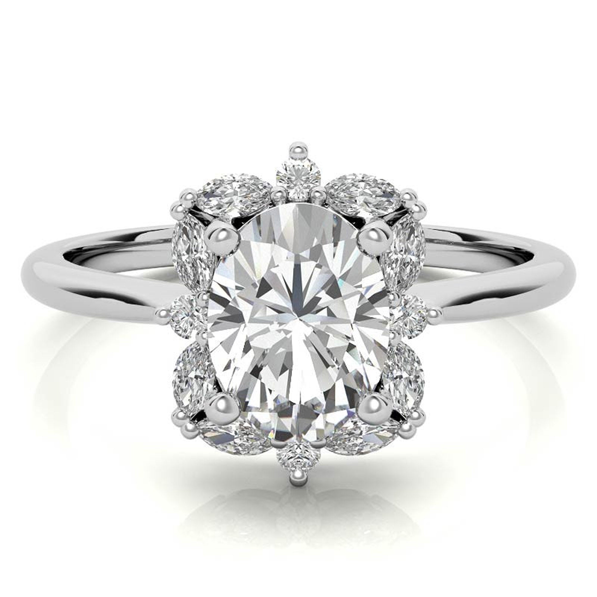 Silver Radiant Halo Ring