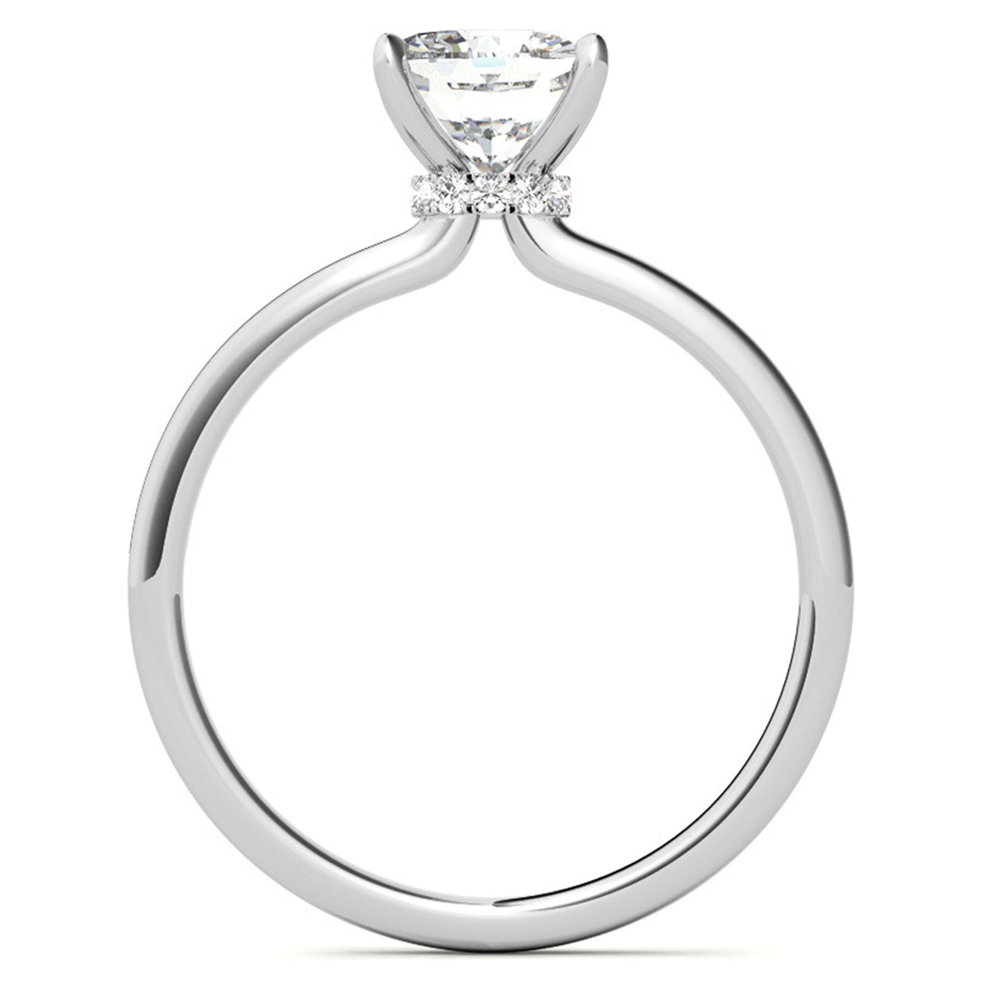 Cushion-Cut White Gold Adjustable Sterling Silver Elegant Solitaire Ring For Women